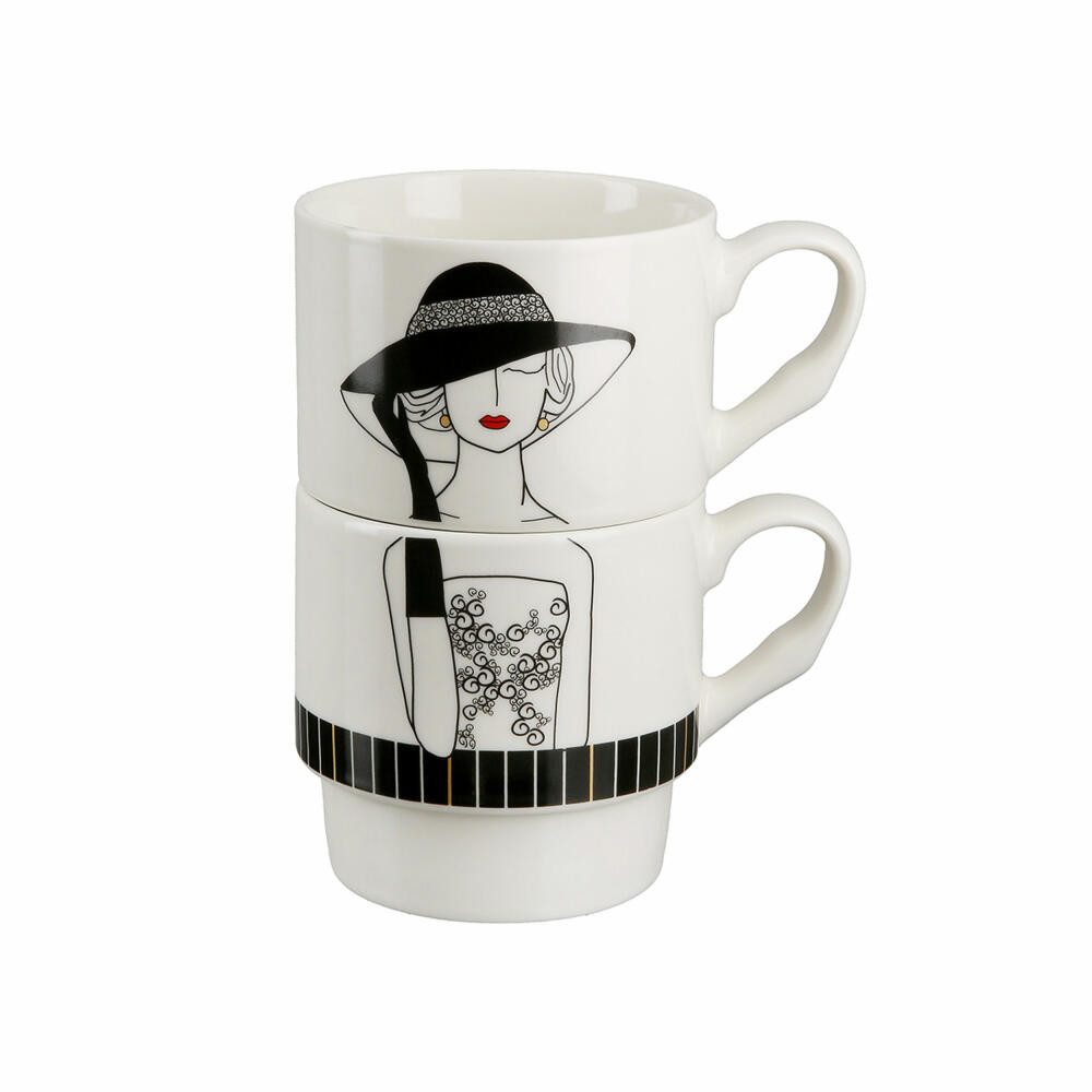 GILDE Tasse zylindrisch Lady mit Hut, Porzellan