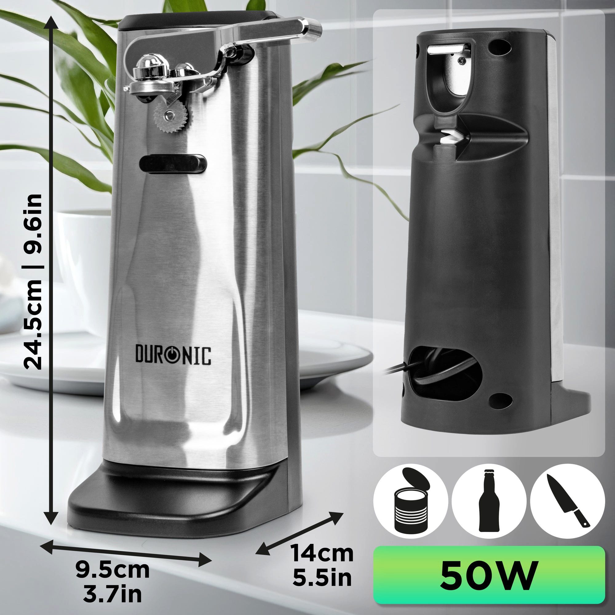 Duronic Elektrischer Dosenöffner CO60 Dosenöffner, elektrischer Büchsenöffner für 600ml Konservendosen, CO60 Dosenöffner, elektrischer Büchsenöffner für 600ml K – Bild 2 von 5