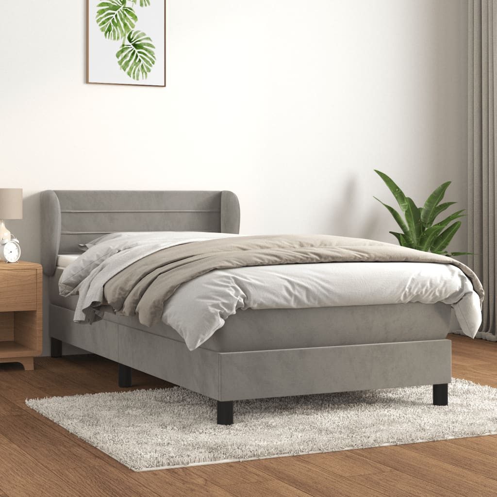 vidaXL Boxspringbett Boxspringbett mit Matratze Dunkelgrau 90x200 cm Samt B günstig online kaufen