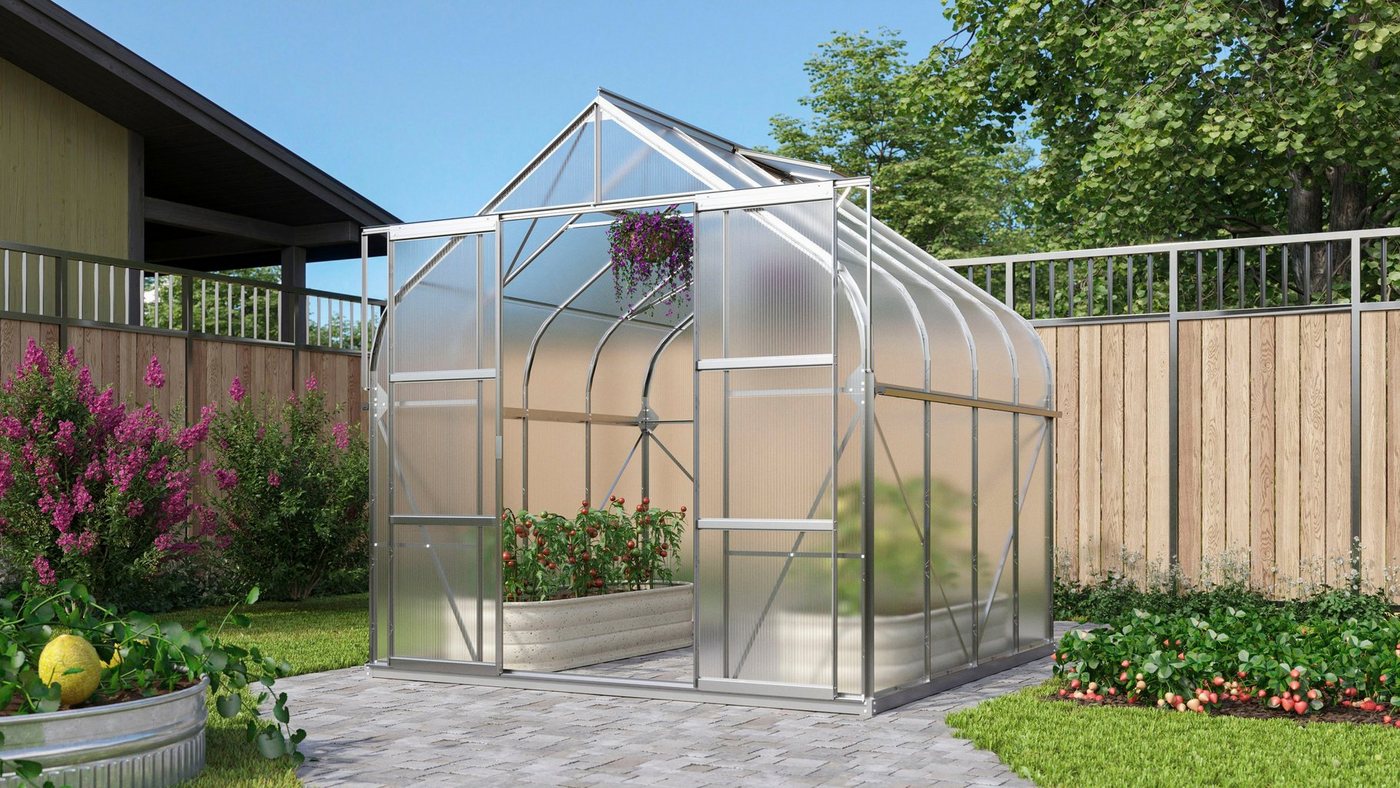 Thumbnail - Vitavia Gewächshaus Dione 6700, BxTxH: 263,5 x 258 x 254,5 cm, 4 mm Wandstärke, Alu-Profile, Stahlfundamentrahmen, 4 mm ...