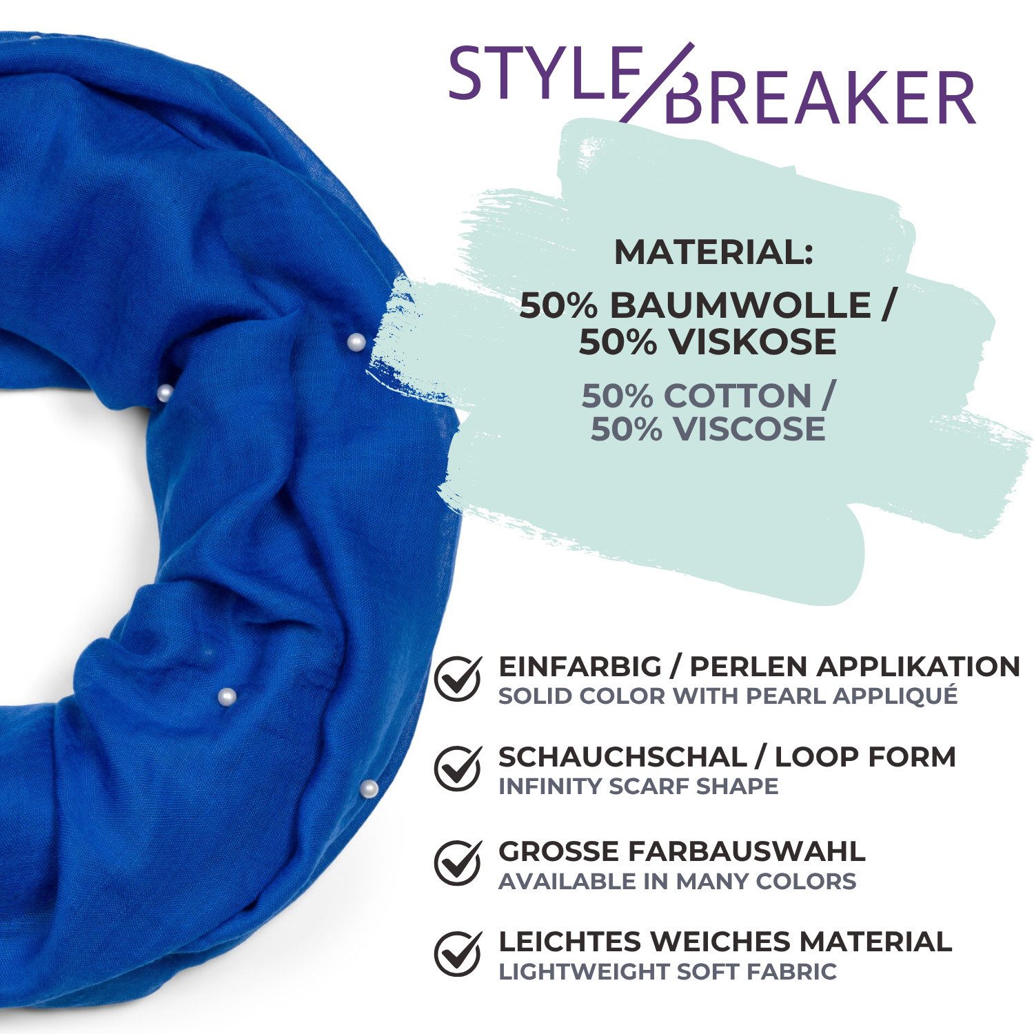 styleBREAKER Loop Loop Schal mit Perlen Applikation, (1-St)