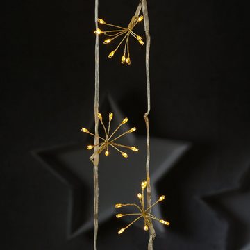 MARELIDA LED-Lichterkette Pusteblume Feuerwerk Blume 9 Blüten Deko Girlande 90LED 2m Timer gold, 90-flammig