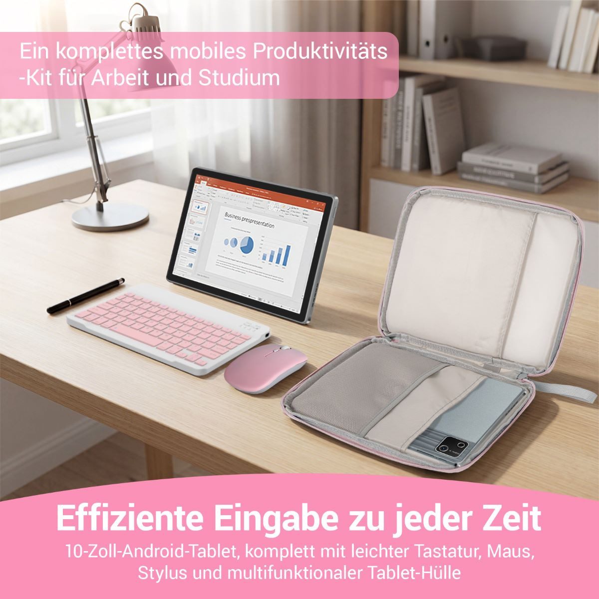 BUFO 10 Zoll Android, 30(6+24)GB RAM, 128GB/256GB, mit Tastatur/Maus/Stift Tablet (10", 128 GB, Android 15, Octa-Core, mit Stift/Maus/Tastatur) grau|rosa