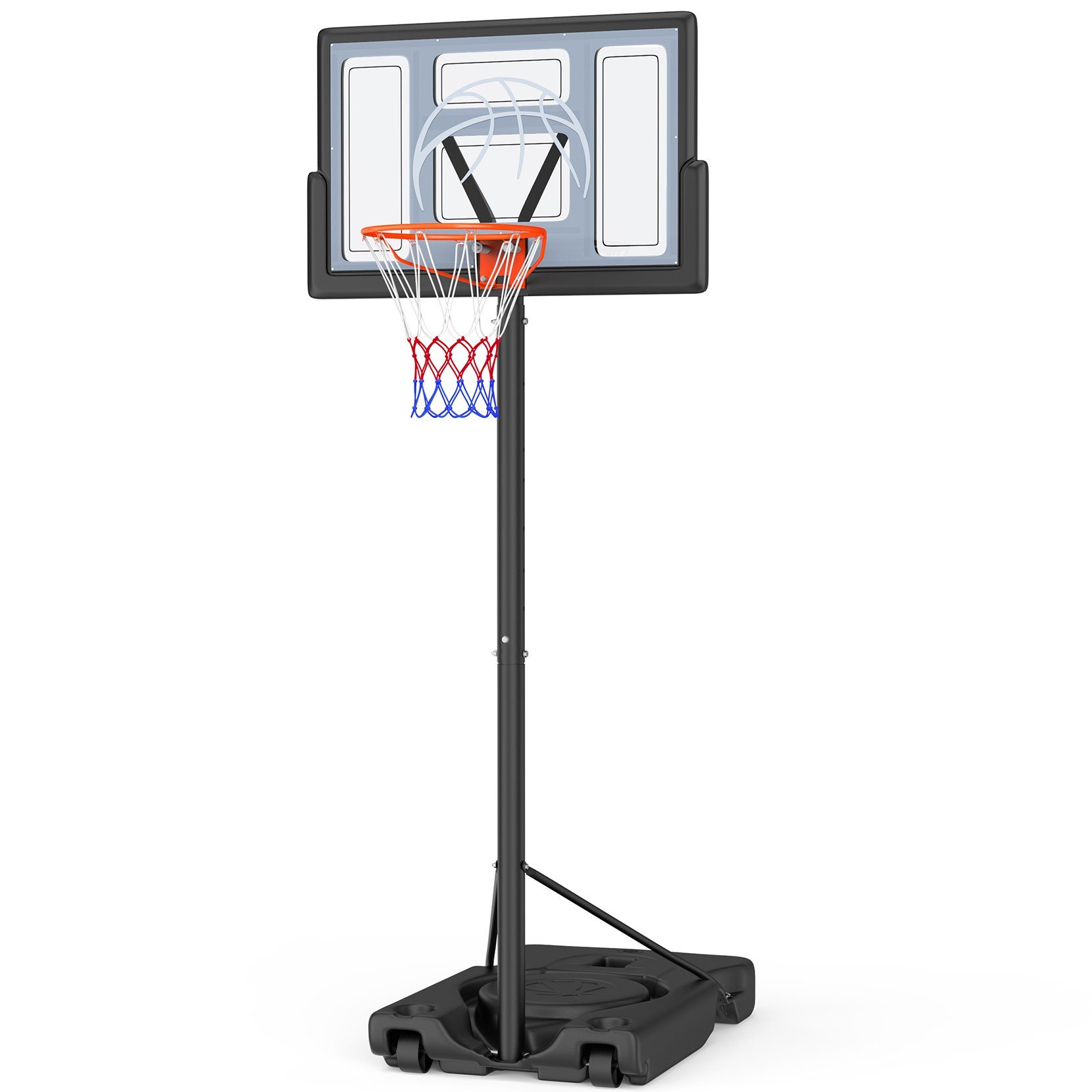 Yohood Basketballkorb 135 bis 305 cm Indoor Outdoor Basketballständer, 111x72cm Rückwand