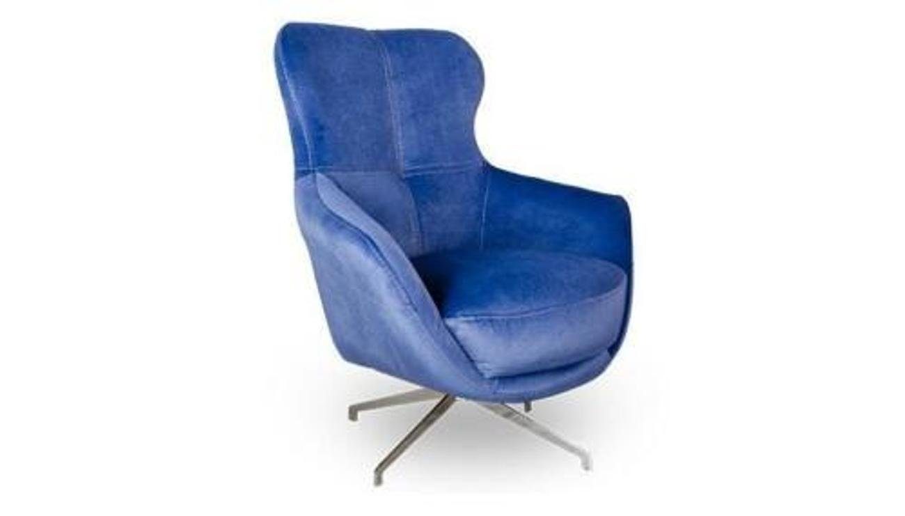 Sessel 1x in (1-St., Europa mittelweich Blau Luxuriös Made Sessel), für Relax bequem JVmoebel Sessel Farbe Wohnzimmer