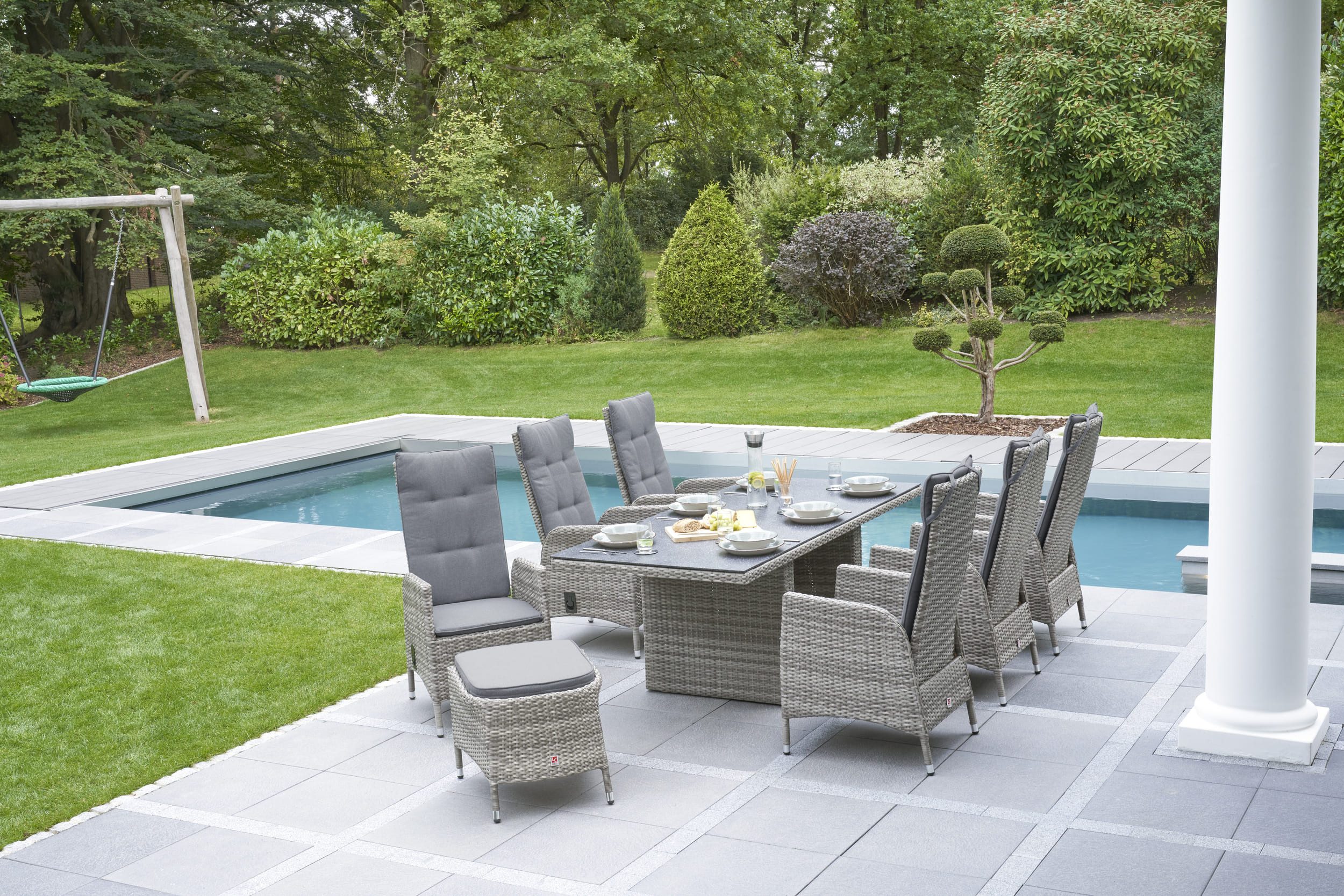 LC Garden Garten-Essgruppe LC Garden Roma Gartenset II 220cm Gartentisch + 8 Gartenstühle