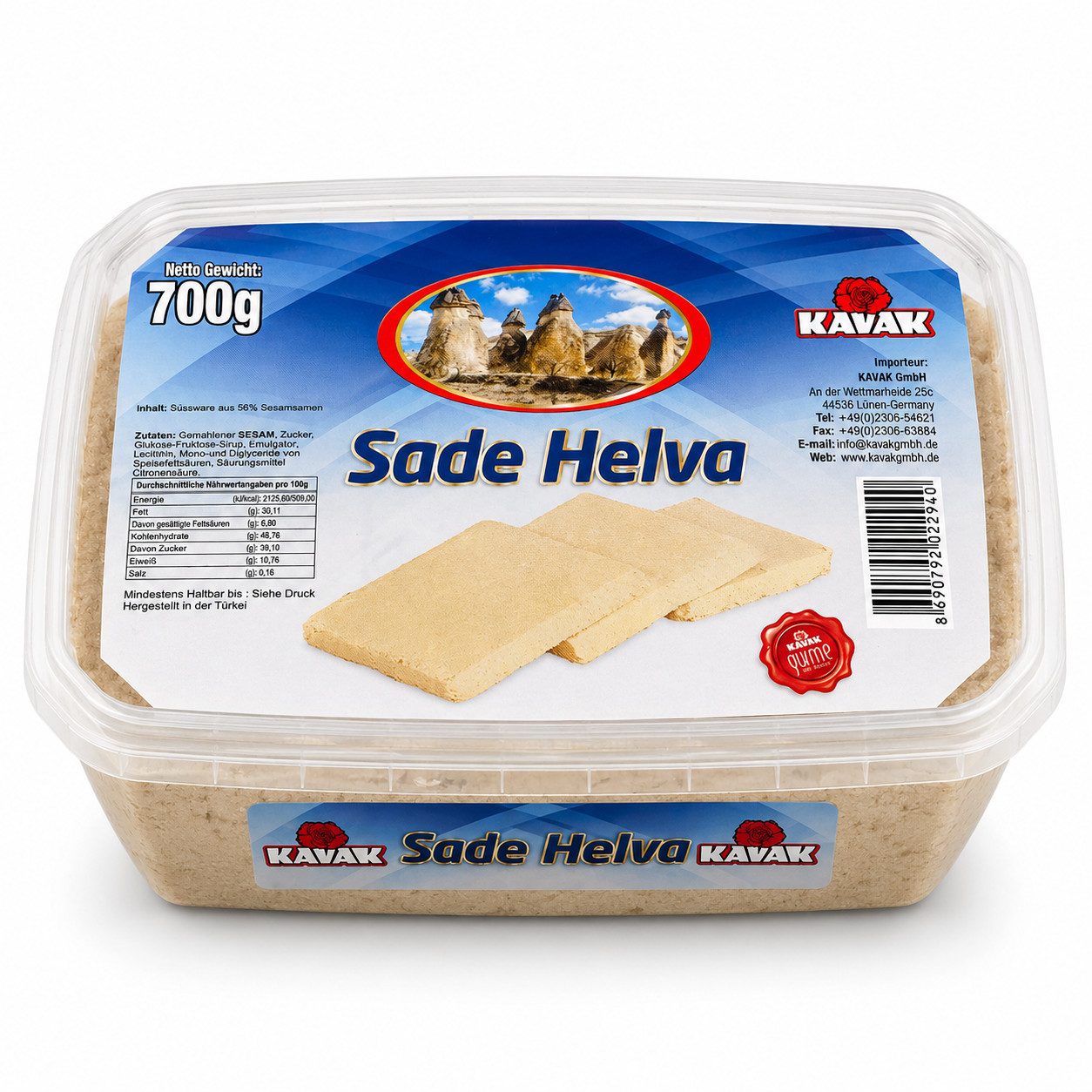 Kavak Süßigkeit KAVAK Sade Helva mit 56 % Sesampaste – 320 g oder 700 g