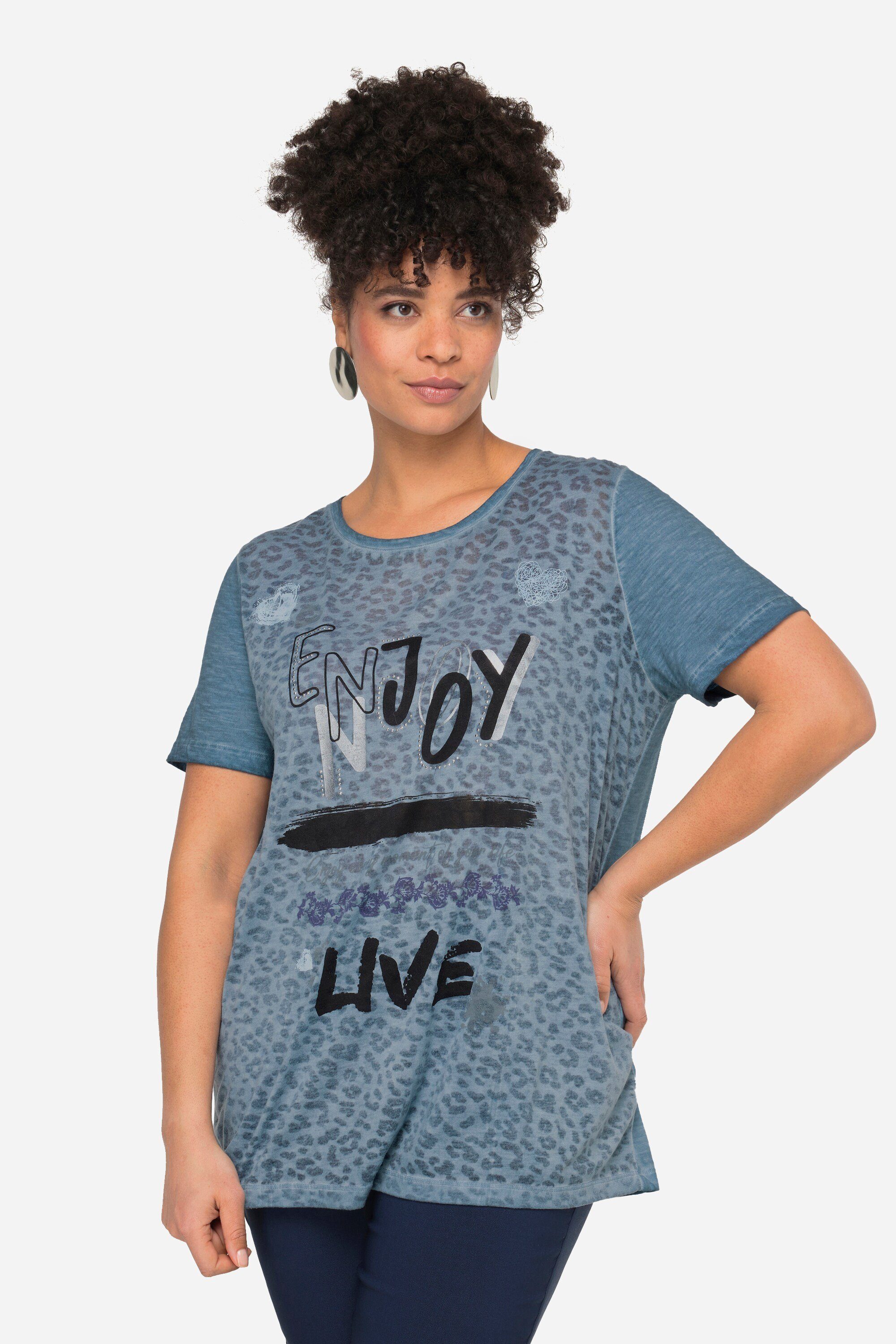 MIAMODA T-Shirt T-Shirt Leomuster Statement Rundhals günstig online kaufen