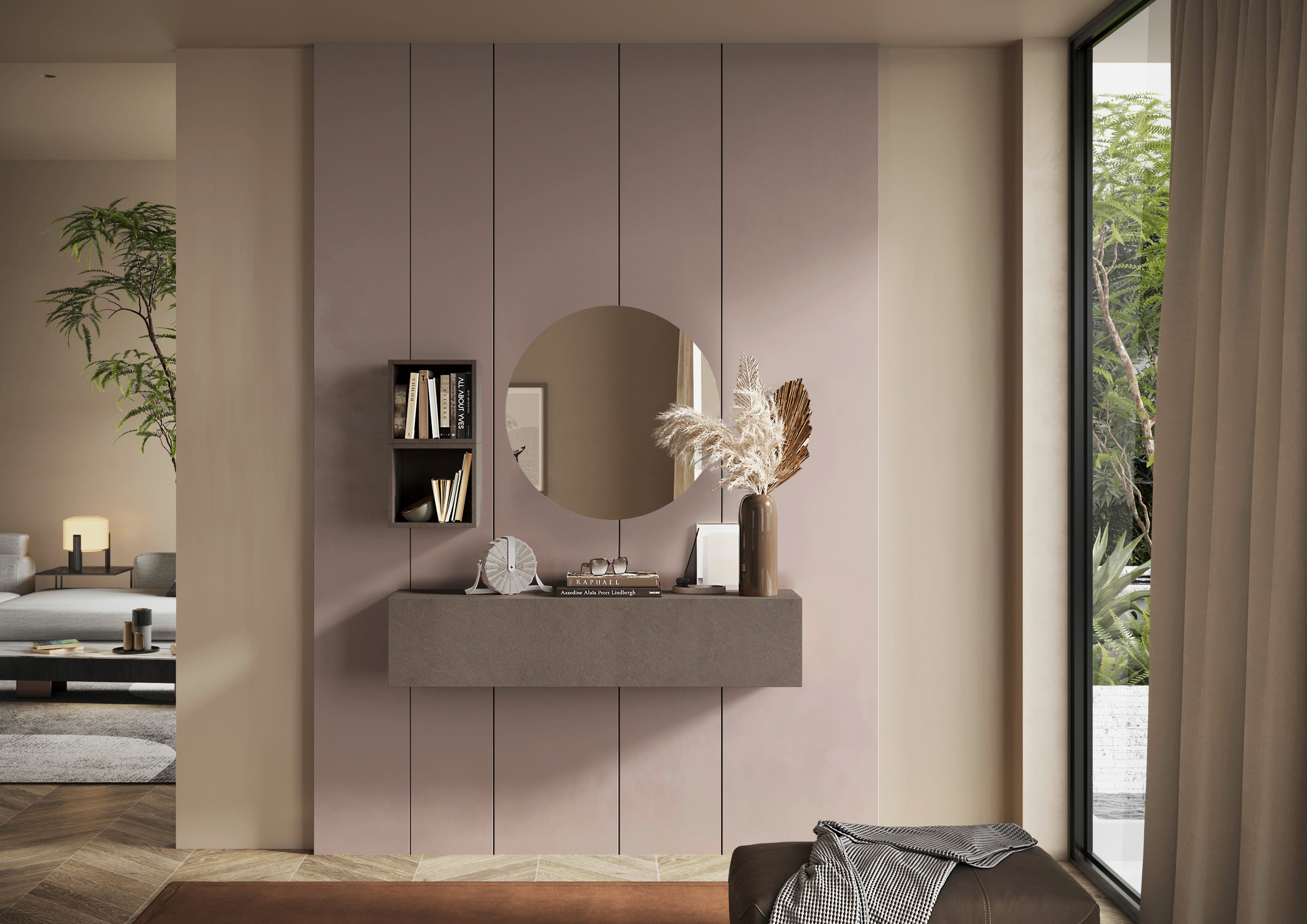 Home affaire Garderoben-Set Infinity, 3tlg. Breite 138 cm, Höhe variabel, moderne Garderobe, (Spar-Set, 3-St), (Hängeschrank, Würfelregal 2er Set, Spiegel) ideal für Diele, Flur