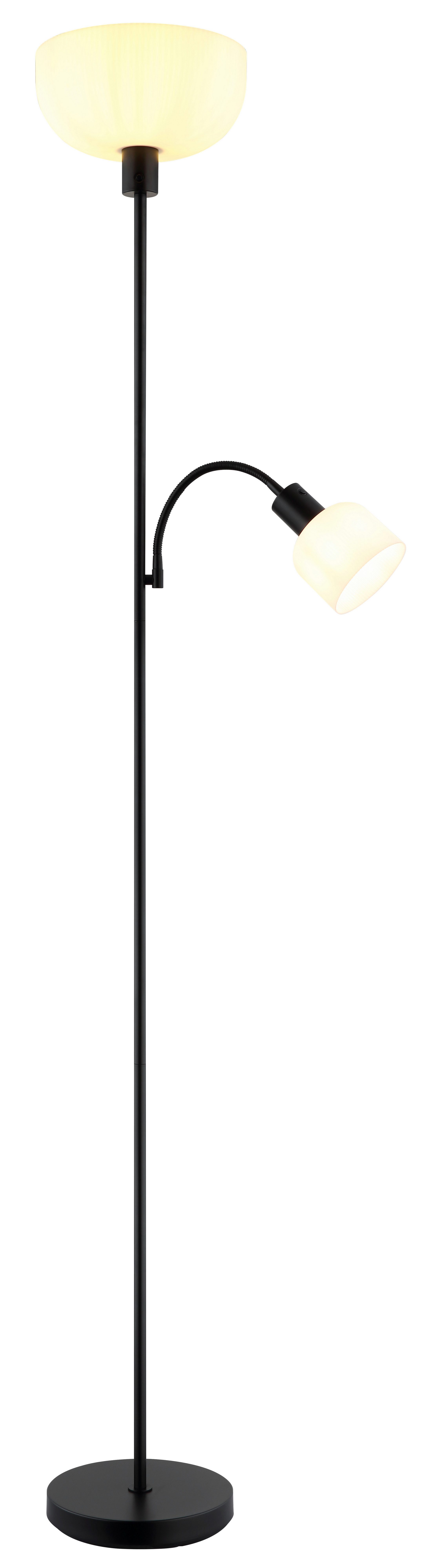 GLOBO LIGHTING Stehlampe HINTON, ohne Leuchtmittel, Stehleuchte Schwarz, Opal, Druckschalter, Flexo, E27/E14