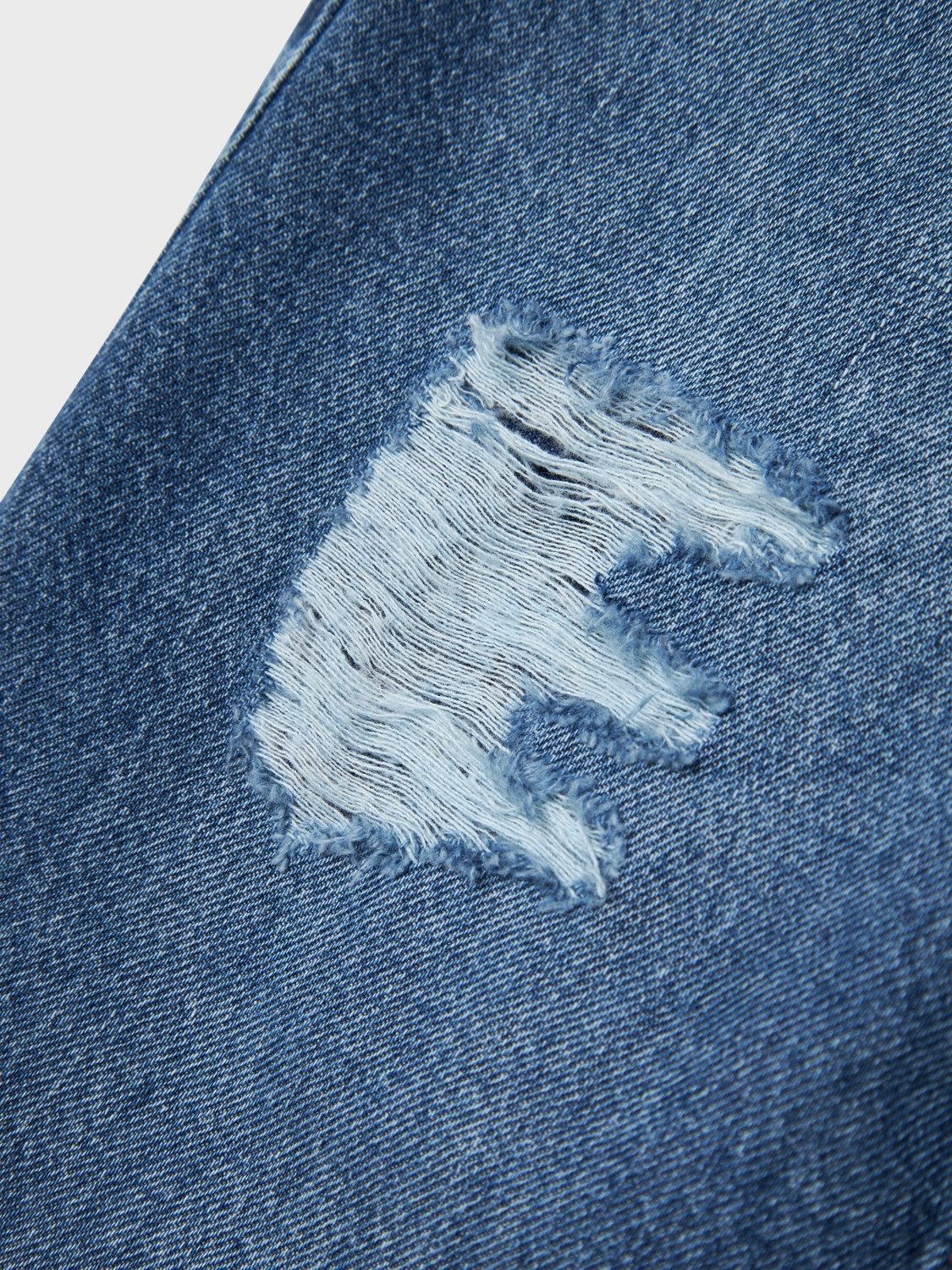 Name It 5-Pocket-Jeans NKFROSE für Mädchen mit Destroyed-Effekt und hohem Bund normal, Denim, Abriebeffekte, Reißverschluss