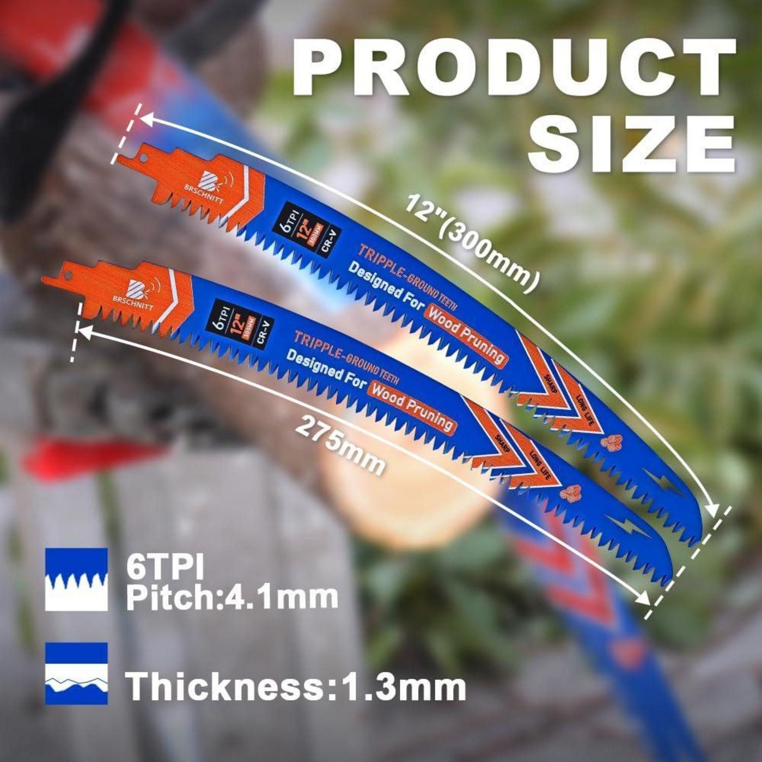 LuxusKollektion Säbelsägeblatt Säbelsägeblätter japanische Zähne Bogenkante Holz Baum 300mm 6