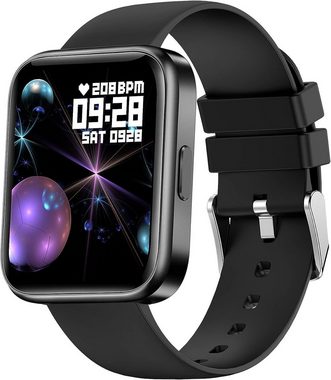 findtime Smartwatch (1,69 Zoll, Android iOS), Telefonieren mit Lautsprecher Fitnessuhr Blutdruck Pulsuhr Sportuhr