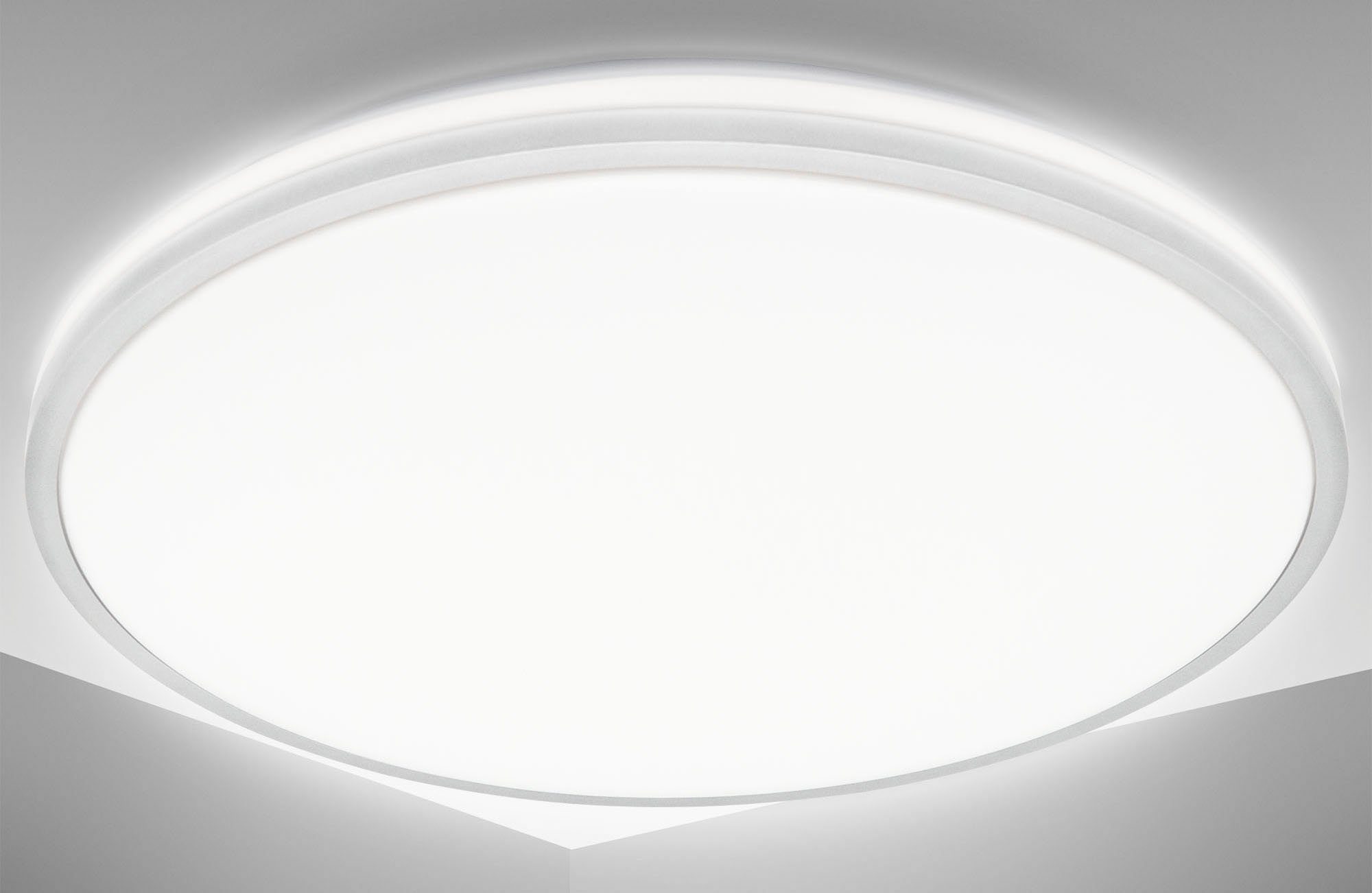 B.K.Licht LED Deckenleuchte Indirektes 3.000 W, fest Neutralweißes LED Lumen, Silber, Deckenlampe, Licht, Neutralweiß, 24 4.000 BK_DL1535 Ø38cm, LED Kelvin, integriert, Licht Backlight