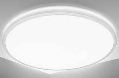B.K.Licht LED Deckenleuchte BK_DL1535 LED Deckenlampe, Ø38cm, Backlight, Neutralweißes Licht, LED fest integriert, Neutralweiß, Silber, 24 W, 4.000 Kelvin, 3.000 Lumen, Indirektes Licht