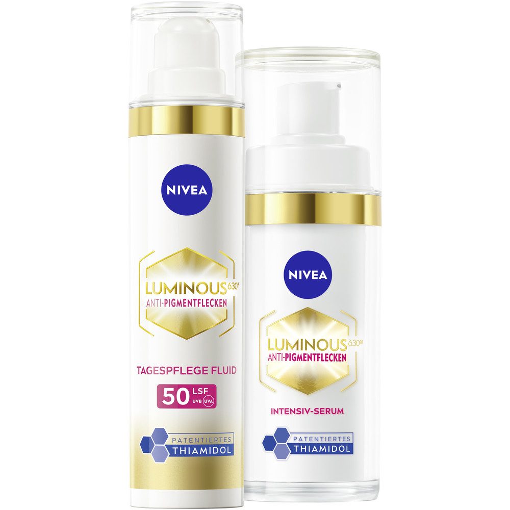 Nivea Pflege-Set LUMINOUS630 Anti-Pigmentflecken Tagespflege + Intensiv Serum Set, 2-tlg., für Gesichtspflege, mit Creme-Textur