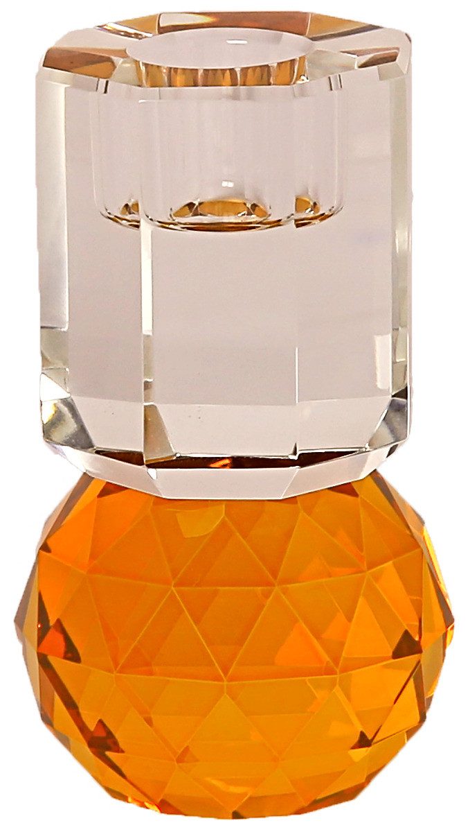 EJA International Kerzenhalter Kristall - Bernstein, Klar (1 St), 10,5 x 6 x 6 cm