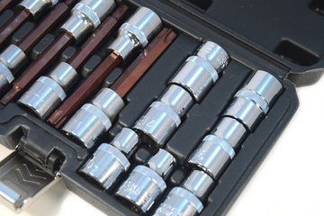 Faster tools Bit- und Steckschlüsselset Steckschlüssel-Set, 14-teilig 1/2" Torx Stecknuss Einsätze Nüsse, 1-St.