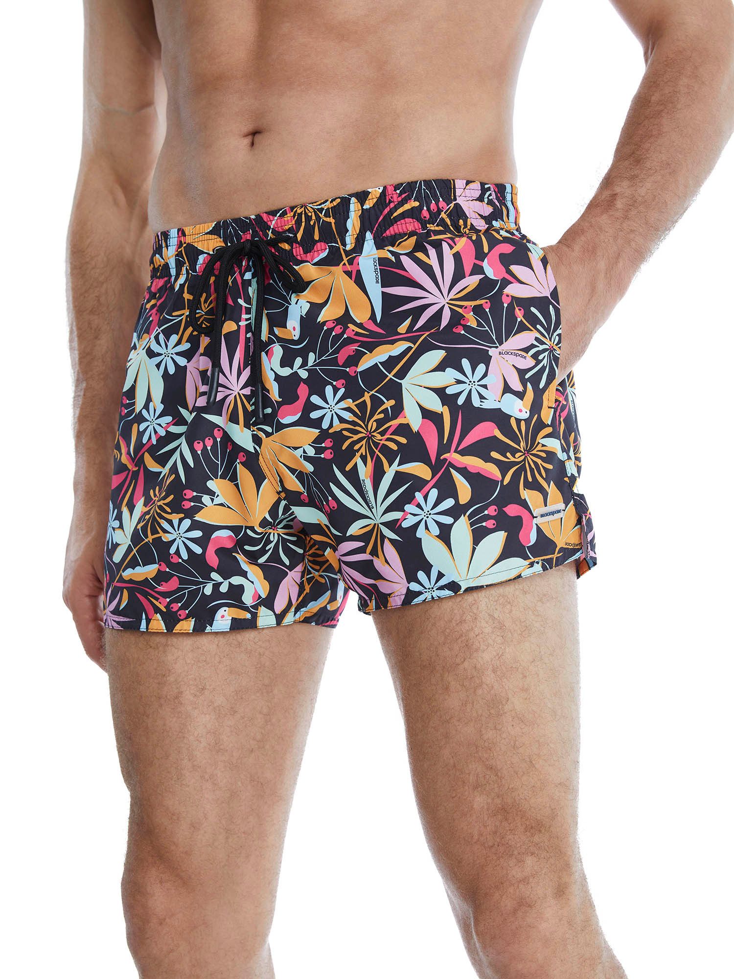 BlackSpade Badeshorts Short Pattern mit kurzem Bein locker geschnittene Schwimmhose