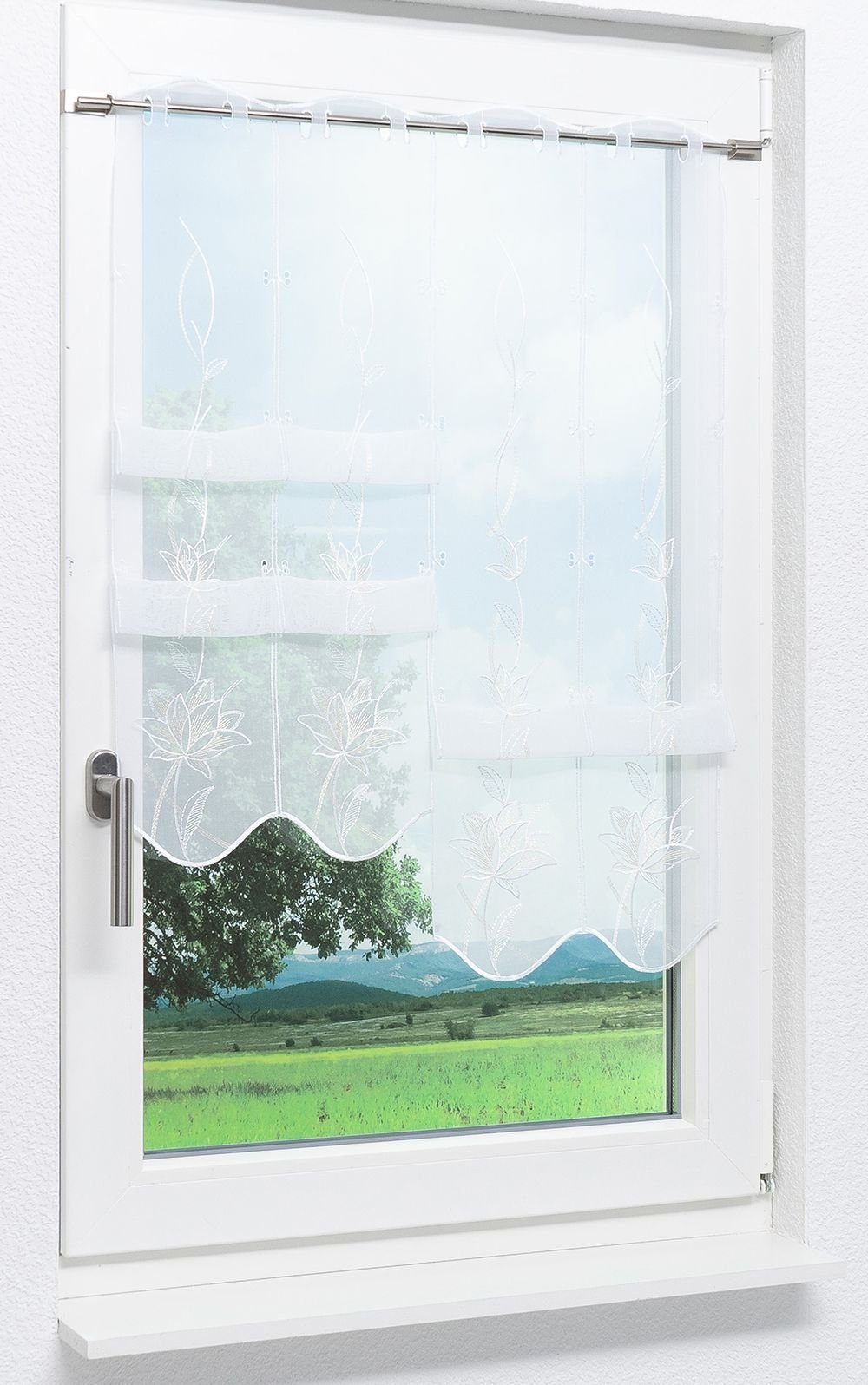 Plauener Spitze® Panneaux Kelchblüten (1 St), transparent, HxB 95x48cm günstig online kaufen