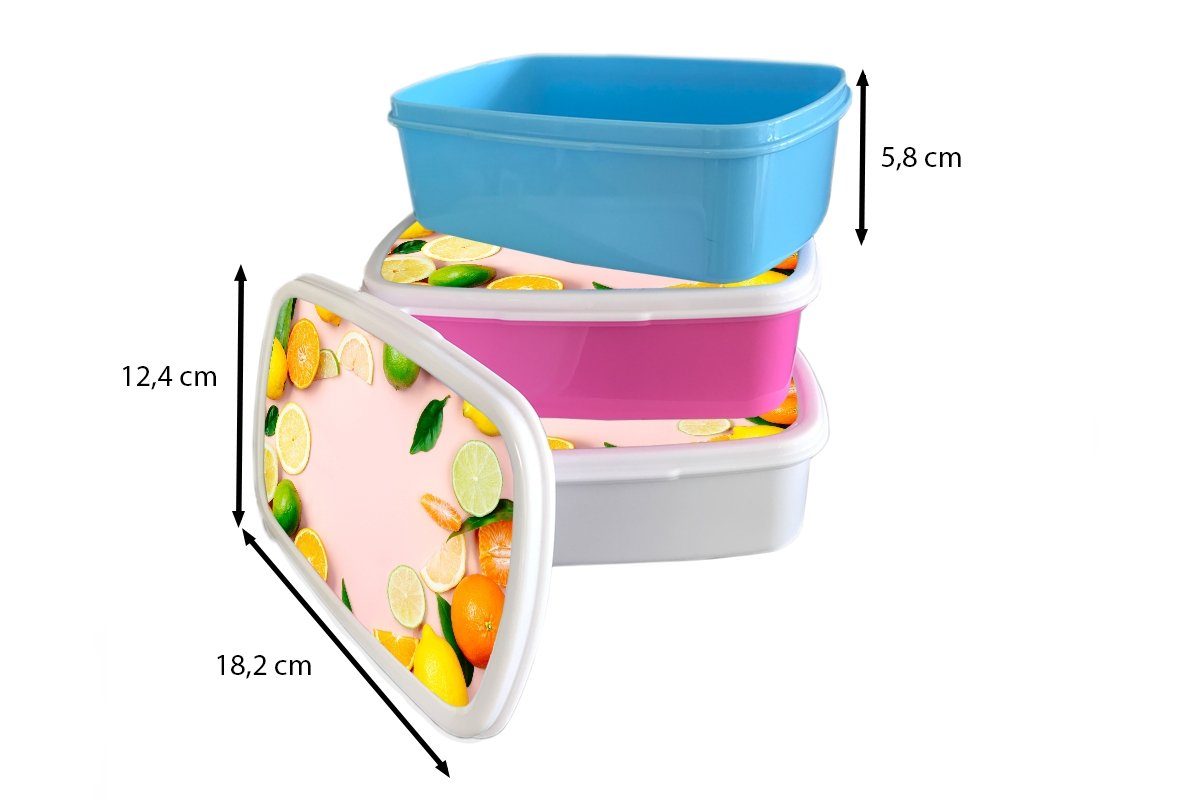 Erwachsene, Brotdose - Brotbox MuchoWow (2-tlg), Lunchbox Kunststoff Kunststoff, Kinder, Pastell, für Obst rosa - Zitrusfrüchte Snackbox, Mädchen,