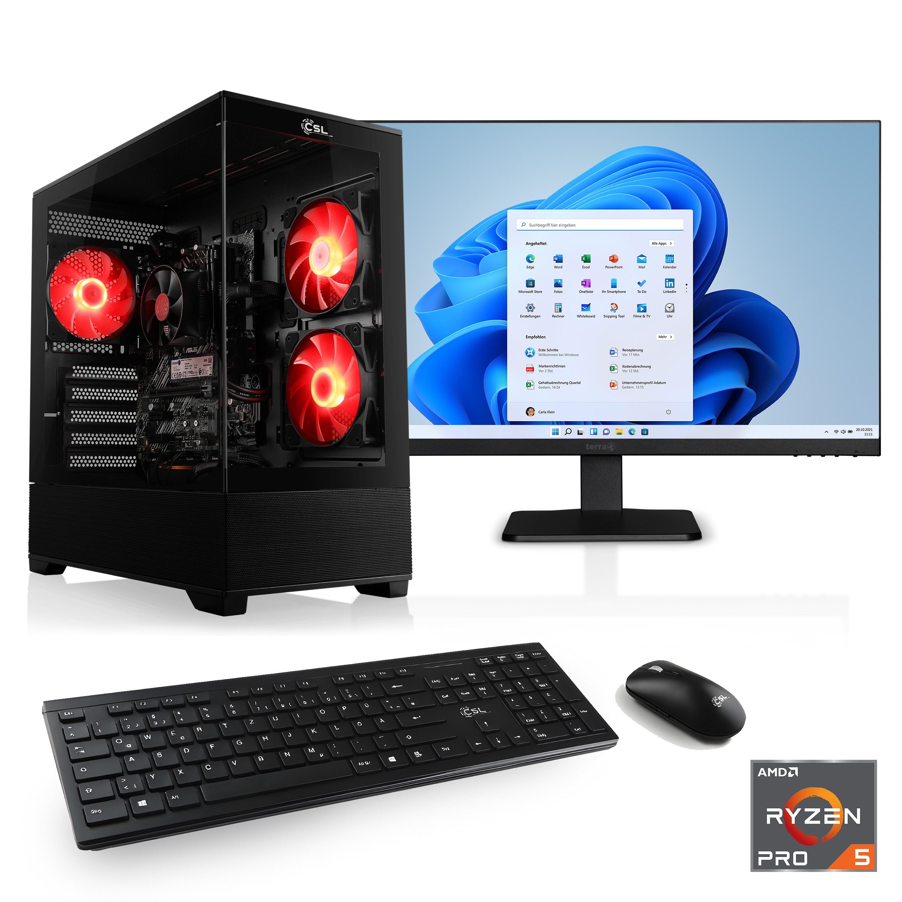 CSL Sprint V28992 PC-Komplettsystem (27", AMD Ryzen 5 Ryzen 5, 16 GB RAM, 256 GB SSD)