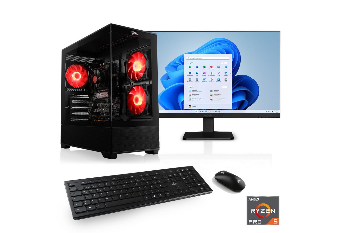 CSL Sprint V28992 PC-Komplettsystem (27", AMD Ryzen 5 Ryzen 5, 0, 16 GB RAM, 256 GB SSD)