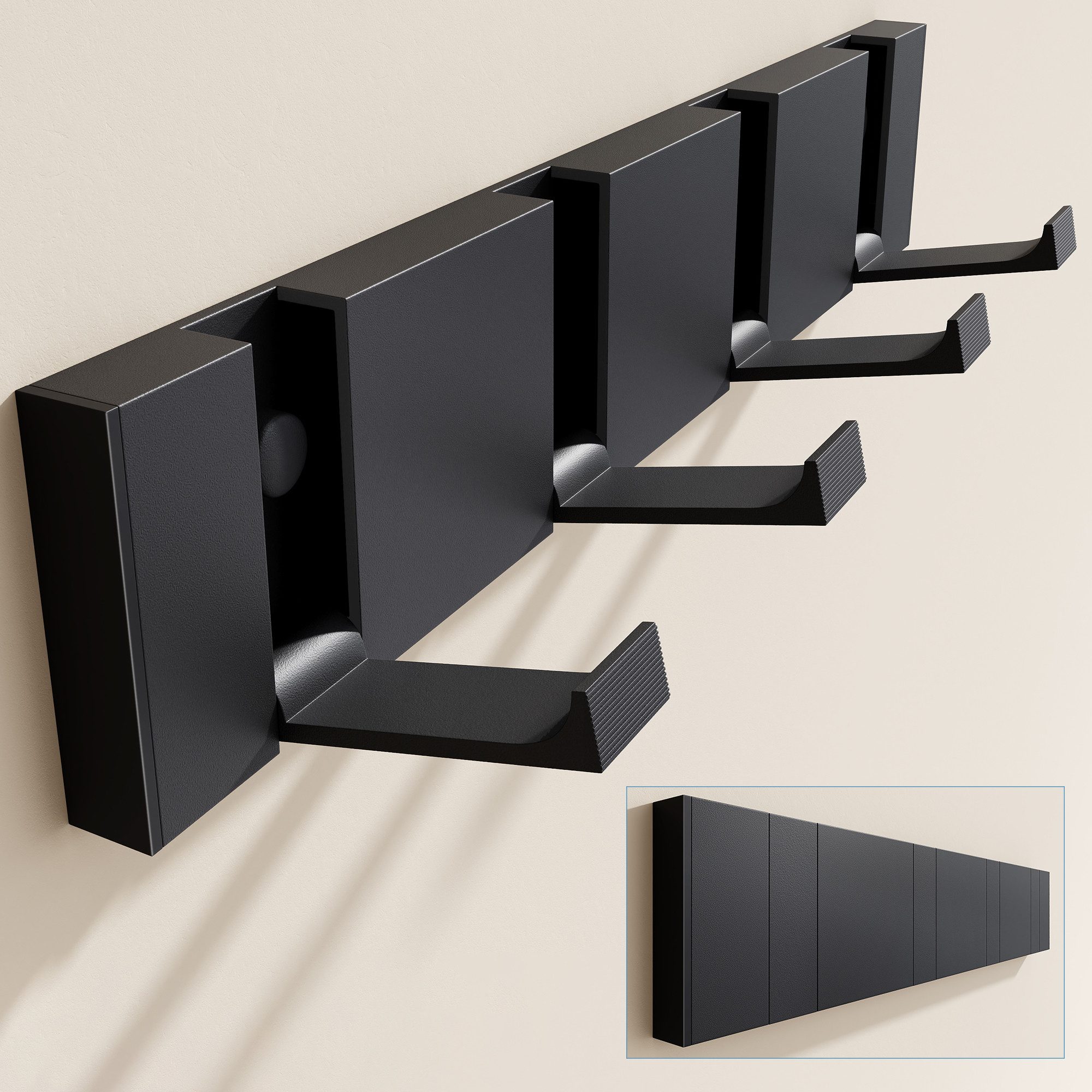doporro Garderobenleiste Wandgarderobe Garderobenhaken aus Alu mit 4/6 Haken Kleben/Bohren, 4/6 faltbare Haken