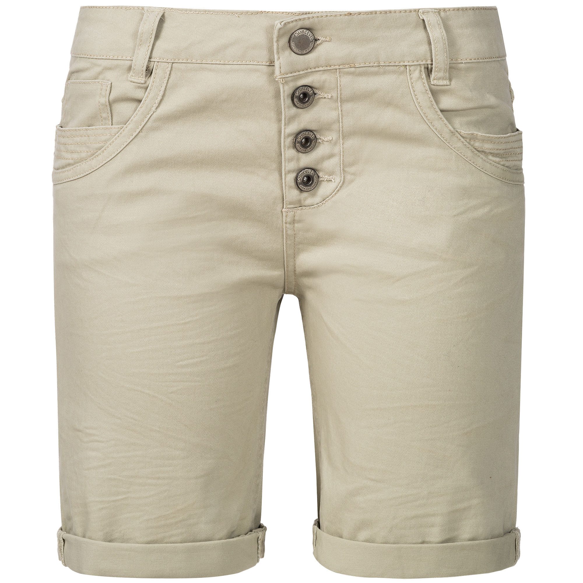SUBLEVEL Shorts Damen Bermudas kurze Hose Baumwolle Jeans Sommer Chino Stof günstig online kaufen