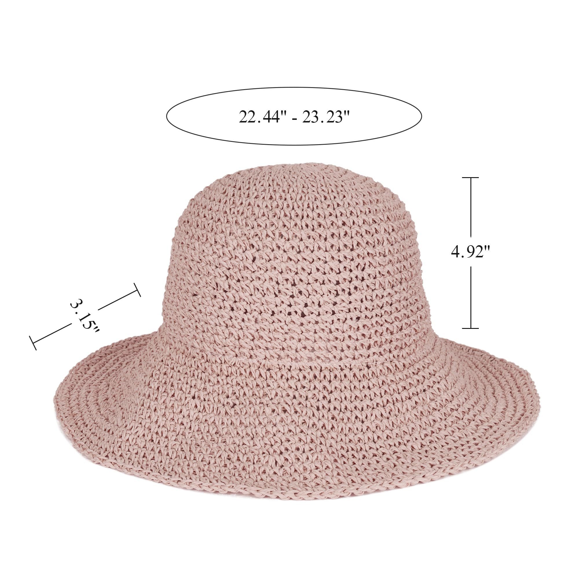 Zaewry Strohhut Damen-Sommer-Sonnenhut, faltbarer Outdoor-Strohhut Strandhut 57-59cm – Bild 4 von 5