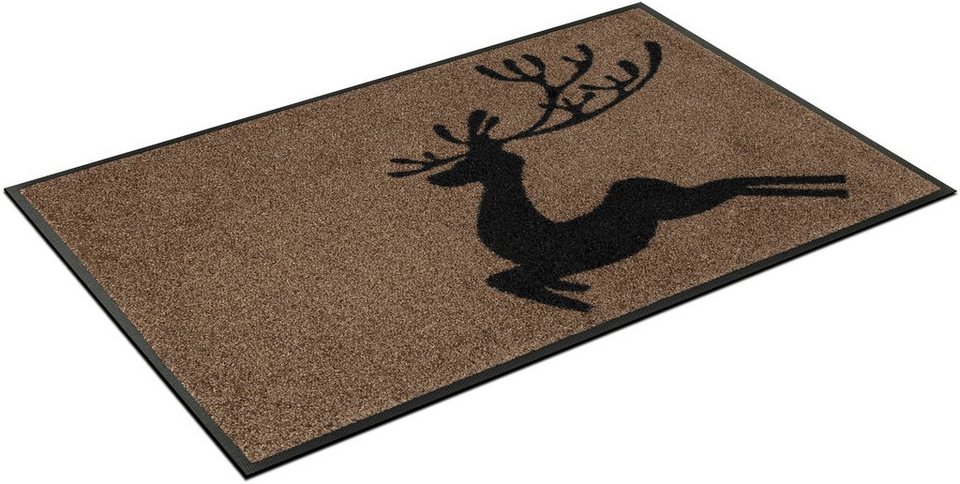 Fußmatte Jumping Deer, wash+dry by Kleen-Tex, rechteckig, Höhe: 7 mm, sehr  flach, fußbodenheizungsgeeignet, rutschfest
