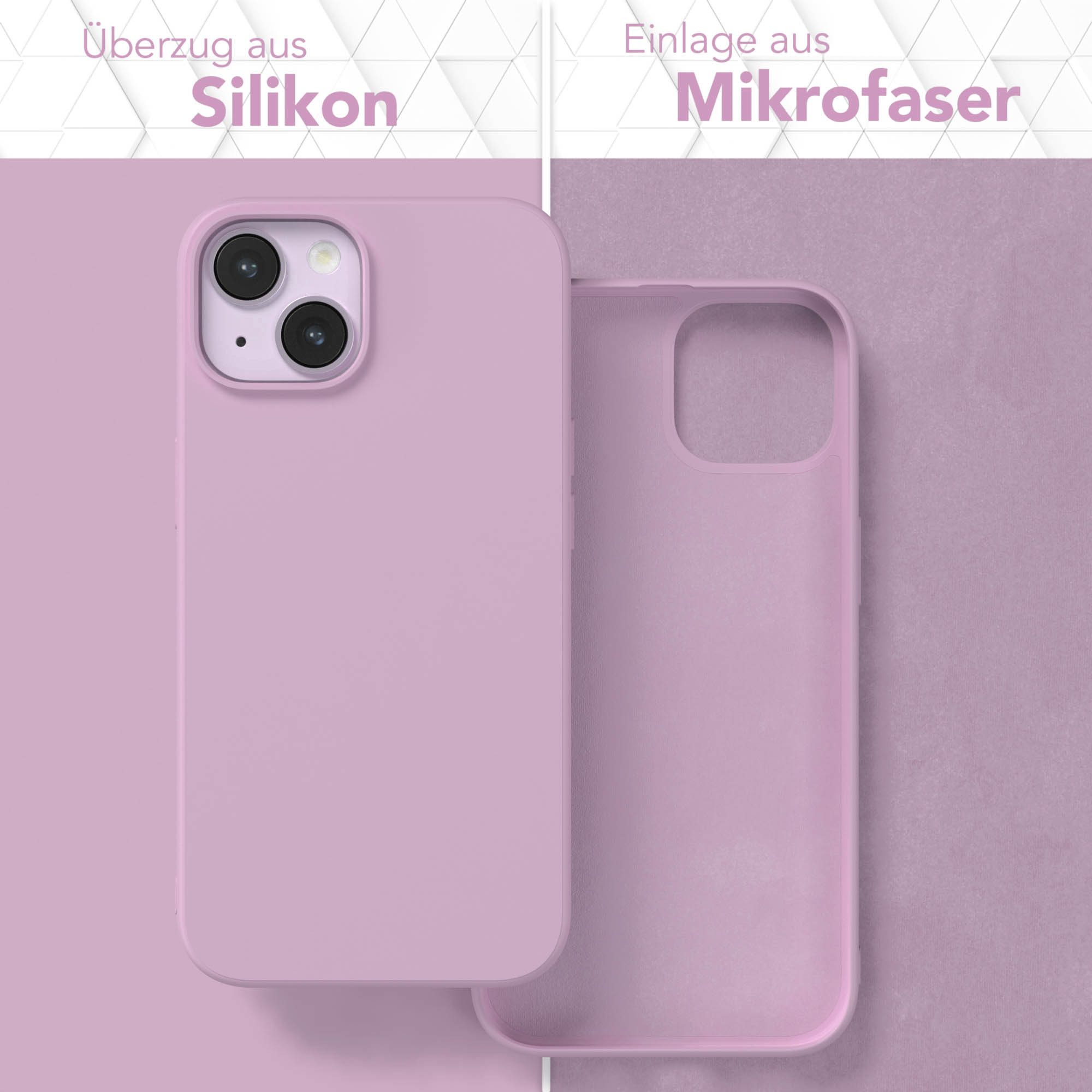 EAZY CASE Handyhülle für Apple iPhone 14 Hülle Silikon 6,1 Zoll, Hülle mit Kameraschutz handycover Soft Smart Slimcover Lila / Flieder