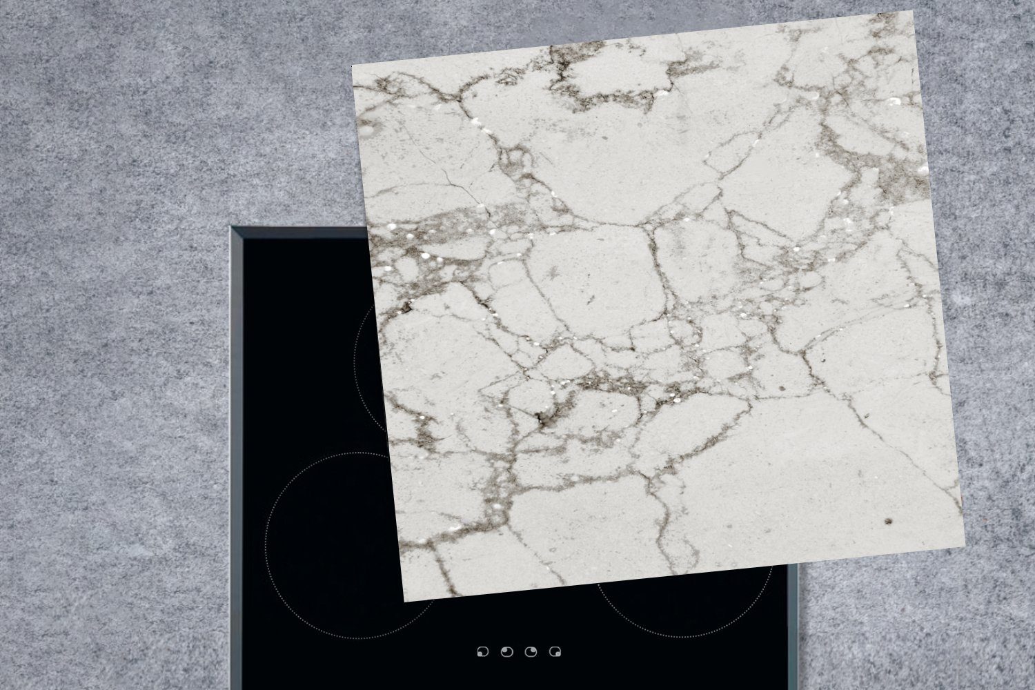 Marmor Silber 78x78 MuchoWow für tlg), Glitter, - (1 Arbeitsplatte küche cm, Ceranfeldabdeckung, Vinyl, Herdblende-/Abdeckplatte -