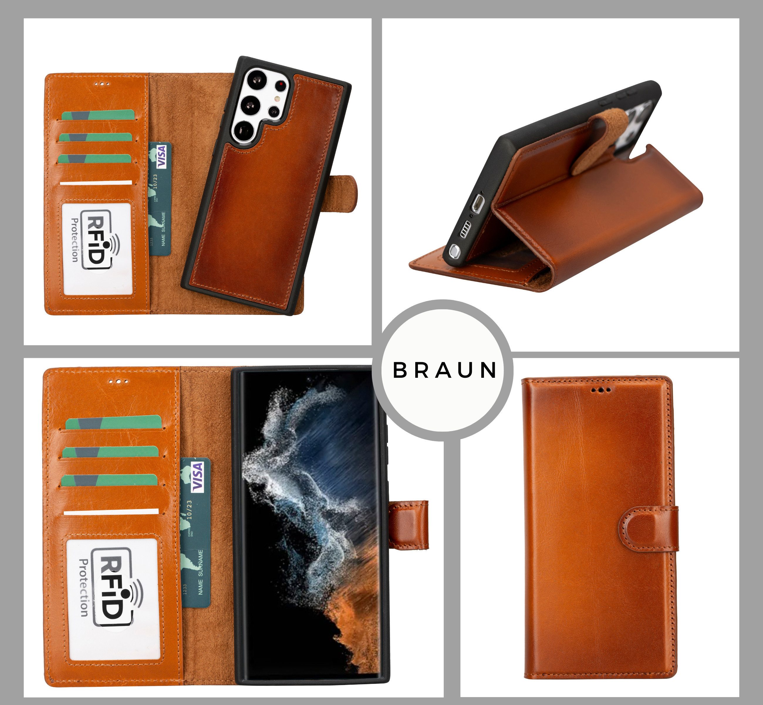 Renna Leather Handyhülle Samsung S26 ULTRA Echtes Leder Handyhülle abnehmbare mit Magnet