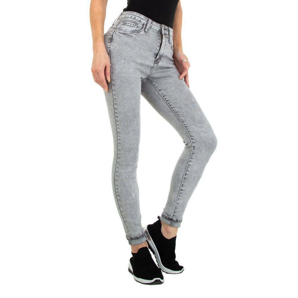 Jeansstoff in Skinny Skinny-fit-Jeans Freizeit Stretch Ital-Design Damen Jeans Grau