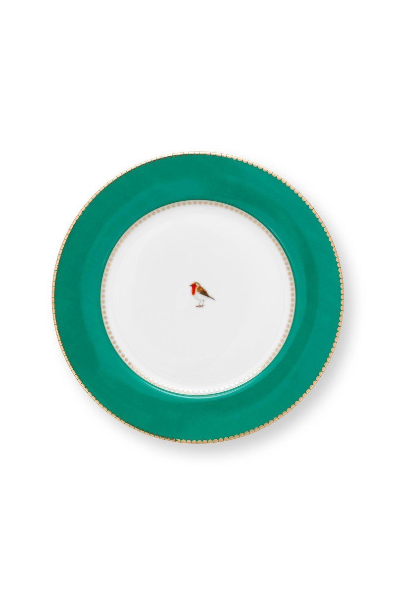 PiP Studio Frühstücksteller Love Birds Frühstücksteller grün 21cm, Plate Love Birds Emerald 21cm