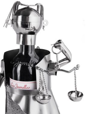 BRUBAKER Weinflaschenhalter Justitia mit Waage und Schwert Flaschenhalter, (inklusive Grußkarte), Metall Skulptur, Wein Geschenk