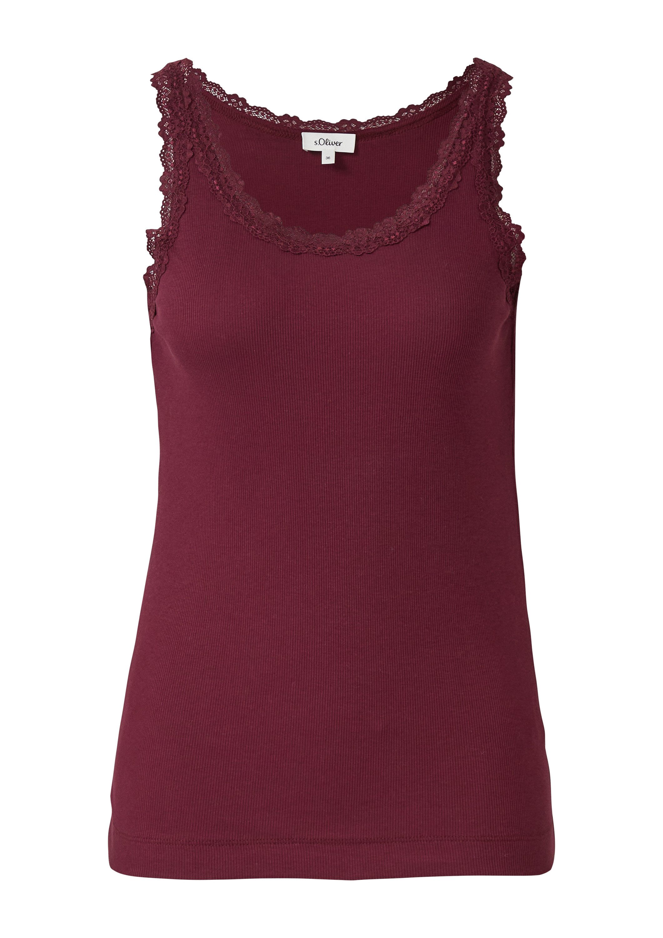 s.Oliver Muscleshirt T-Shirt Tanktop mit Spitzenbesatz günstig online kaufen