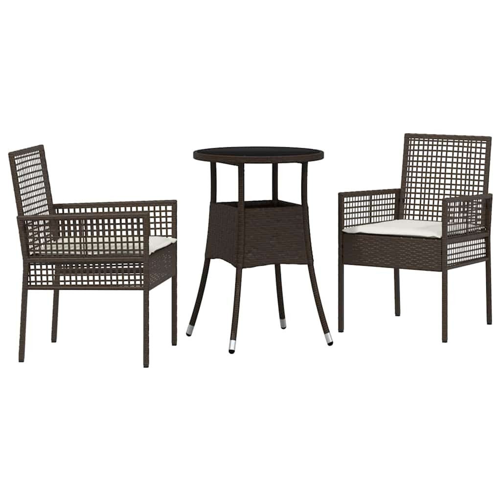 vidaXL Gartenlounge-Set Garten Essgruppe 3 stk. Braun Poly-Rattan, (3-tlg)