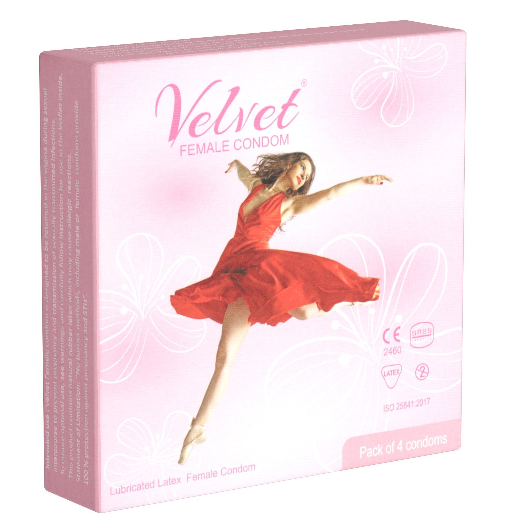 Velvet Kondome Condoms for Women (Kondome für Frauen) gefühlsechte Frauenkondome, Packung mit, 4 St., Einheitsgröße (passt fast jedem Mann und jeder Frau), extra feuchte Frauenkondome (Femidom) aus Latex