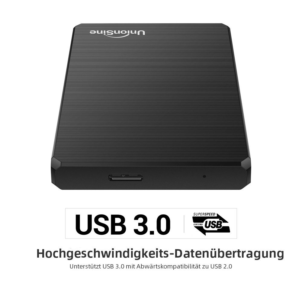 UnionSine USB 3.0 Externe Festplatte 2,5" HDD PC Laptop Gaming Speicher externe HDD-Festplatte (500GB) 2,5", für PC, Laptop, PS4, PS5, Xbox - kompatibel mit Windows, Mac, Linux