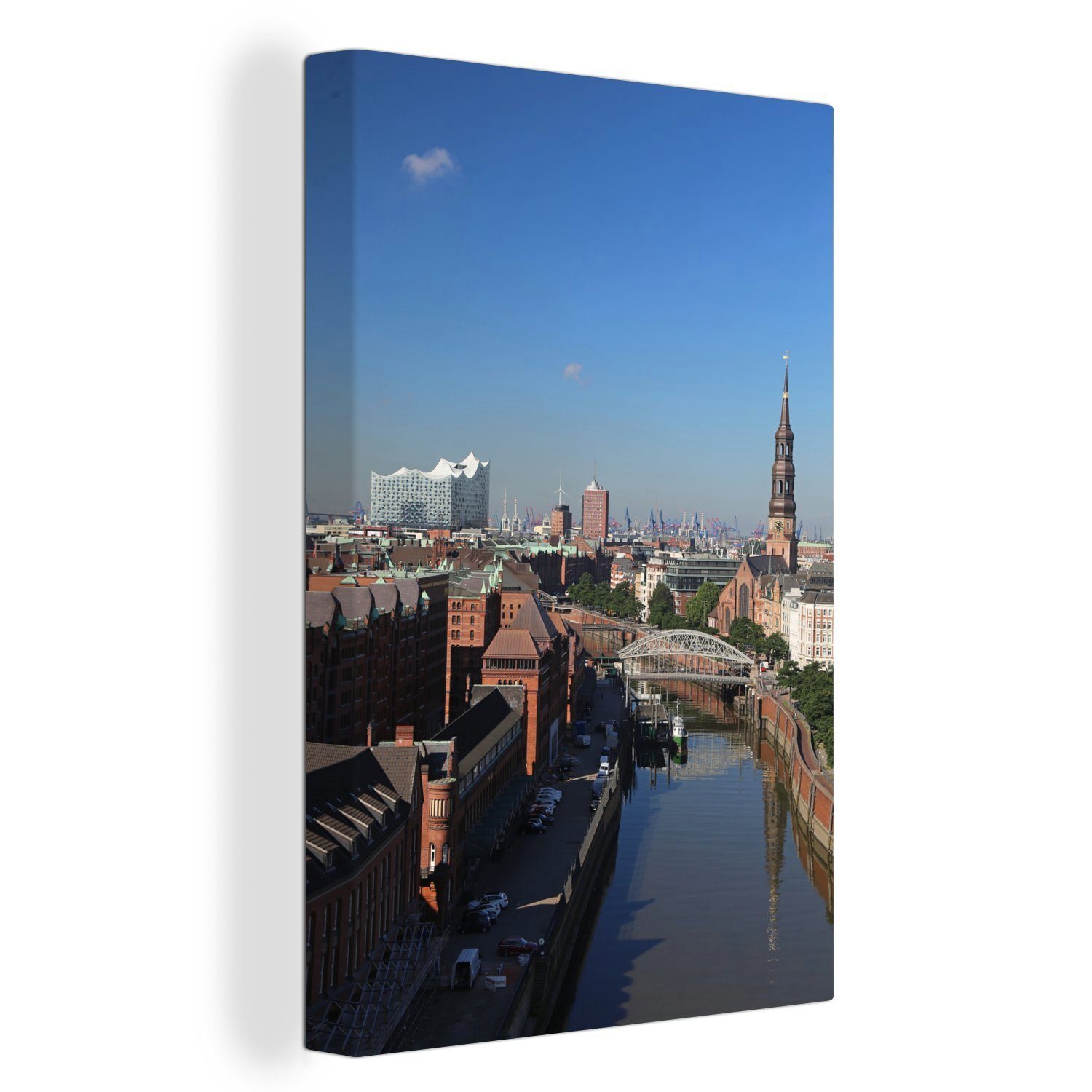 OneMillionCanvasses® Leinwandbild Ansichten von Hamburg und der Elbphilharmonie, (1 St), Leinwandbild fertig bespannt inkl. Zackenaufhänger, Gemälde, 20x30 cm