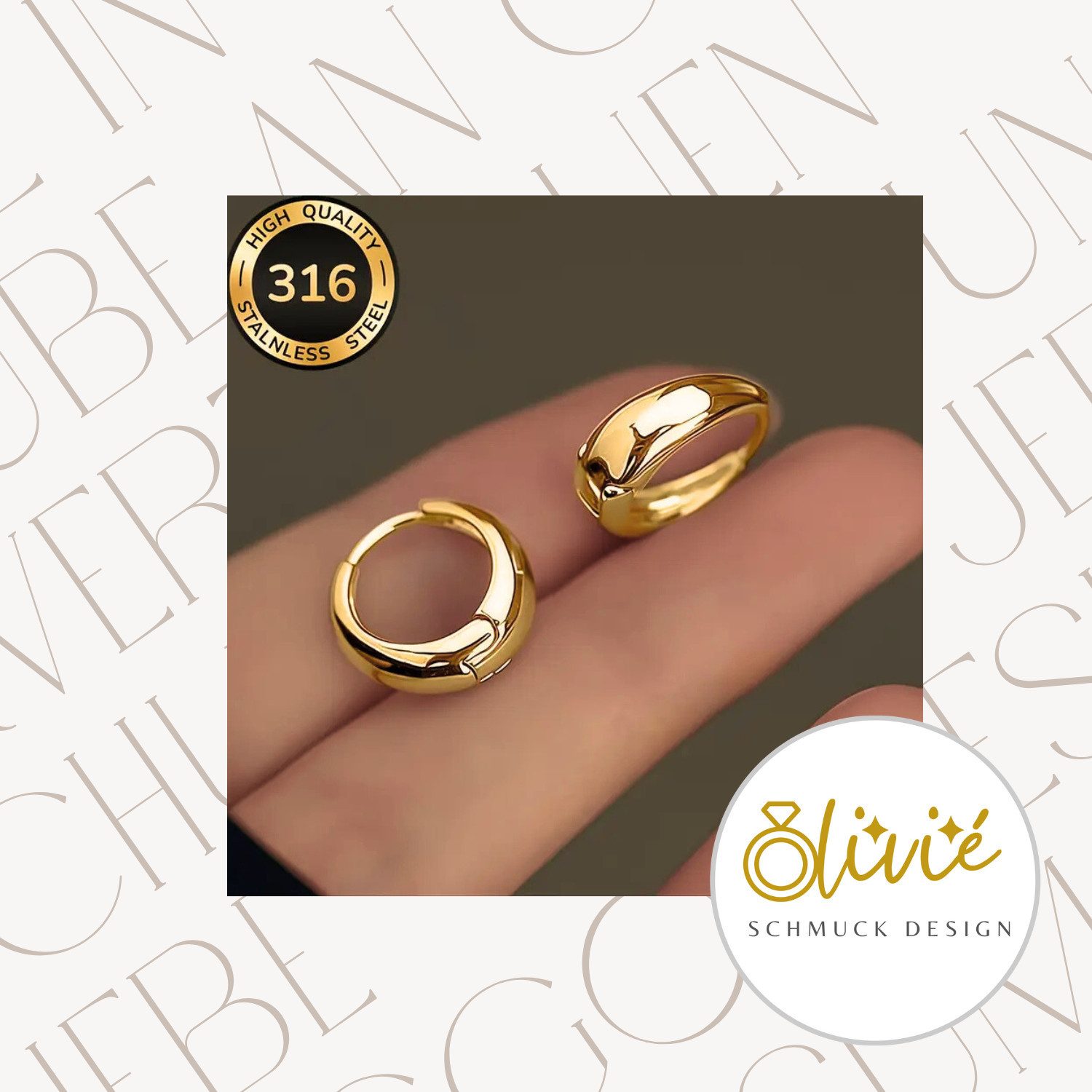 XCOAST Серьги-кольца-Set Edelstahl-Creolen mit 18K Goldbeschichtung – elegant, farbecht (2-tlg)