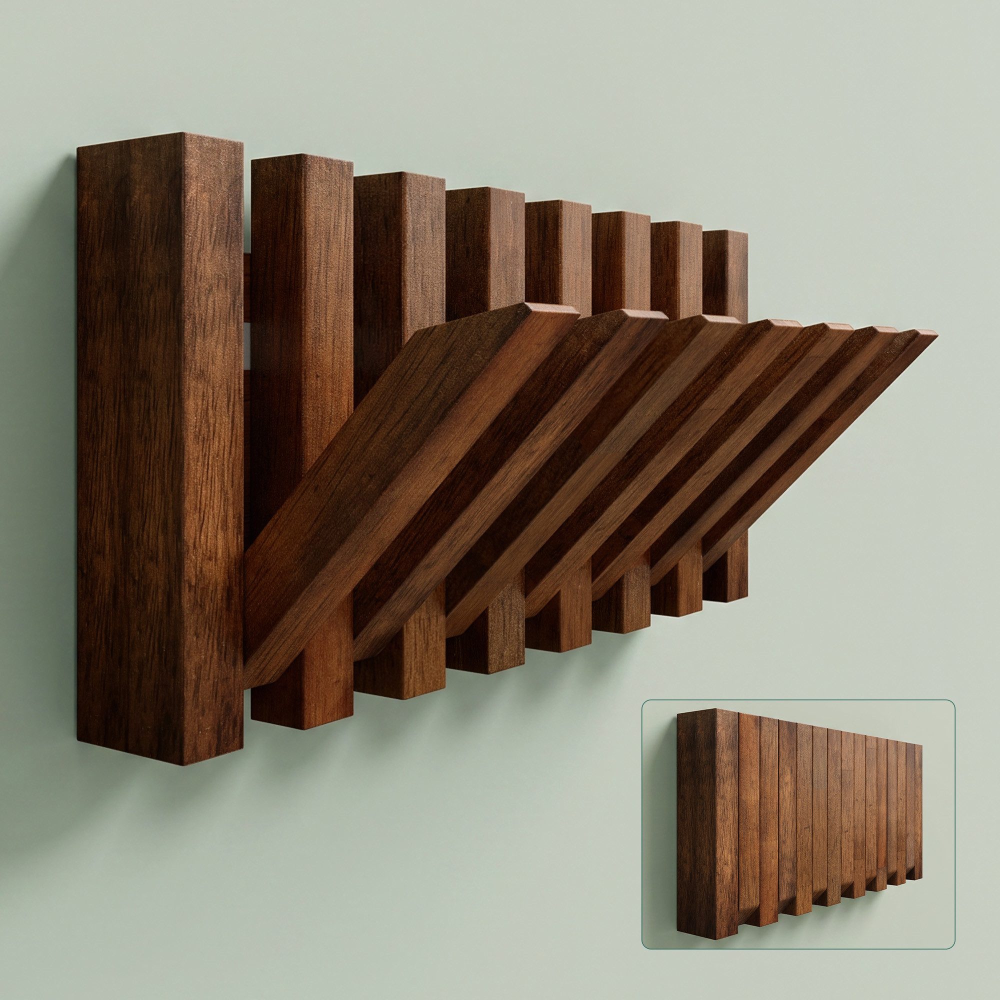 Mai & Mai Wandgarderobe Garderobenleiste Kleiderhaken Wandhaken aus Holz magnetisch Twigro-01, aus Holz
