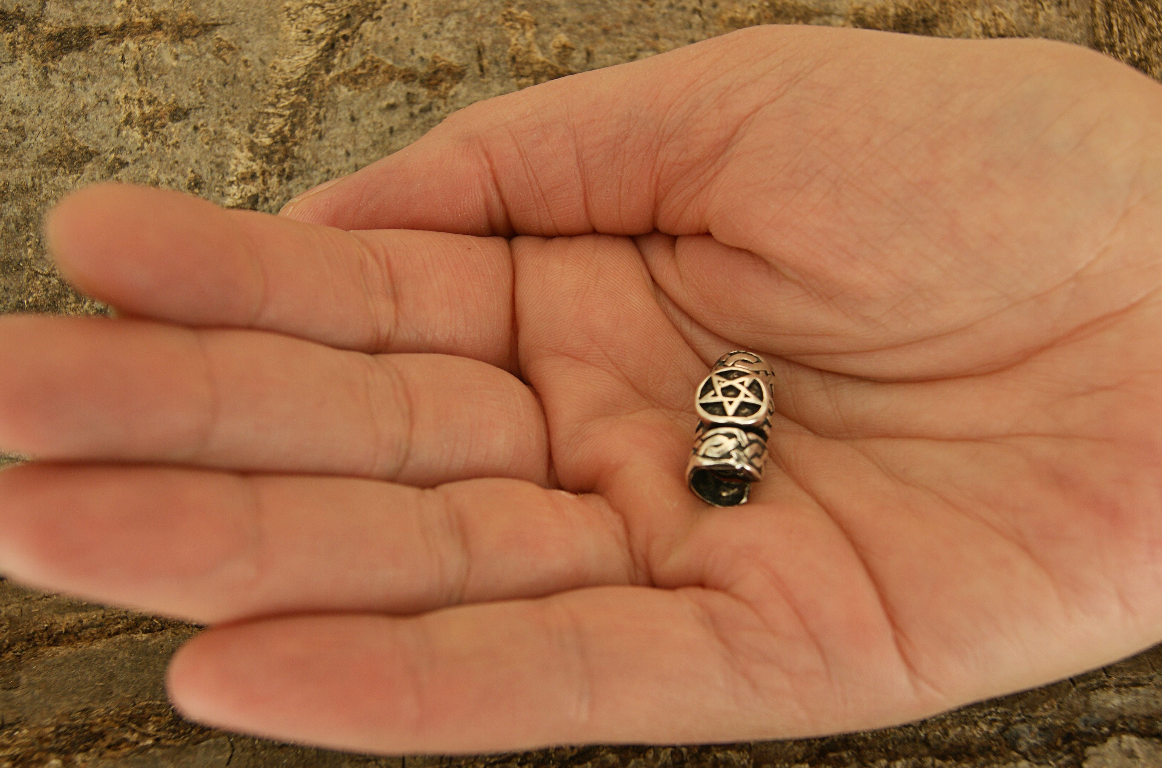 Kiss of Leather Haarkamm Bartperle Pentagramm Silber Haarperle Wikinger Viking Bartschmuck