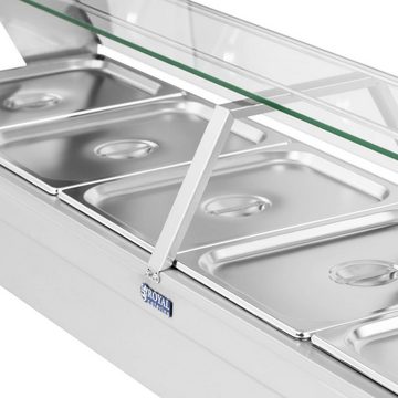 Royal Catering Speisenwärmer Speisenwärmer Bain Marie Warmhalter Heiße Theke 5 X GN 1 2 Edelstahl