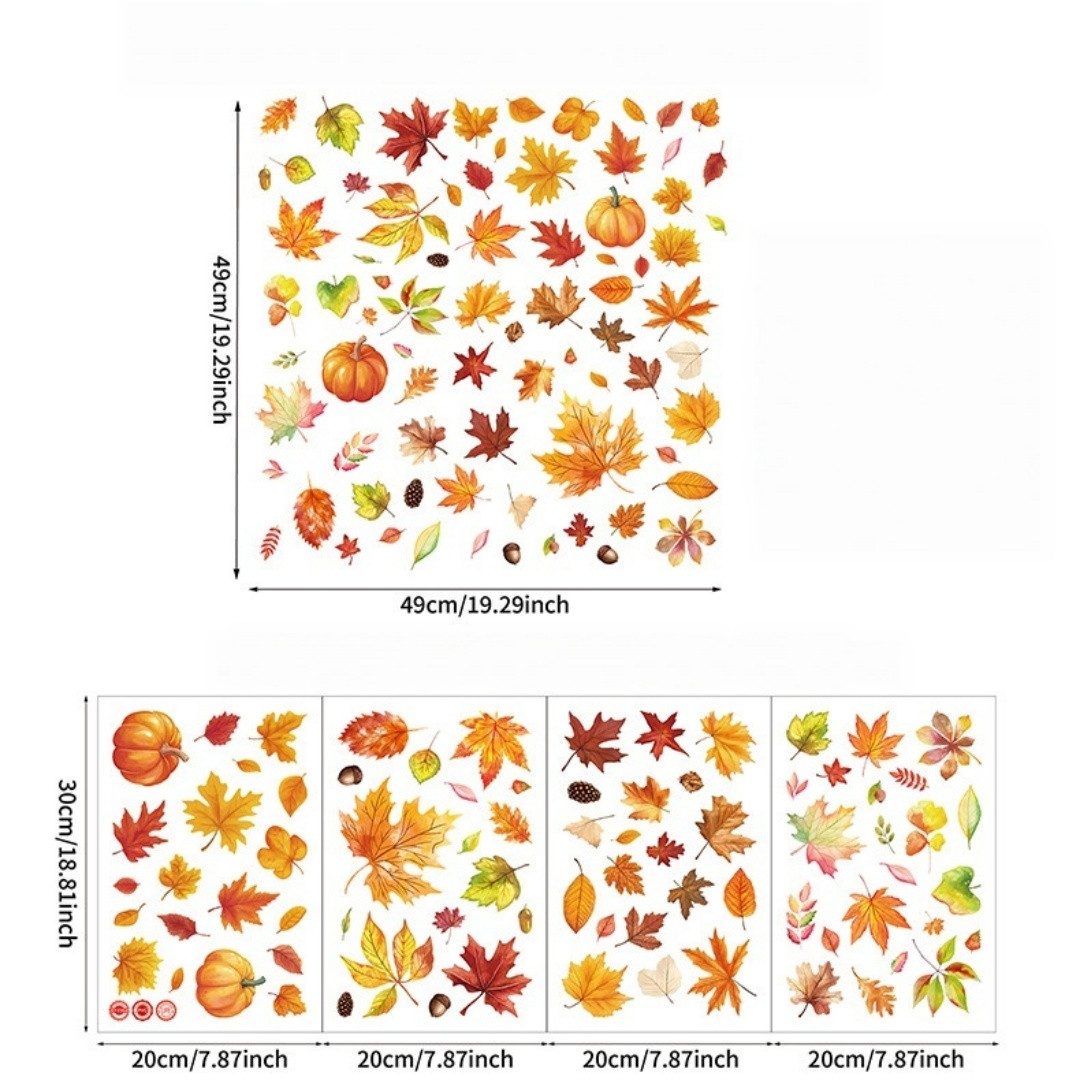 Sorvyzxn Fensterbild Fensterbilder Herbst, Autumn Fensterbild Selbstklebend, Herbstdeko, Geeignet für Erntedankfest Halloween Herbst Deko Fenster Aufkleber – Bild 2 von 5