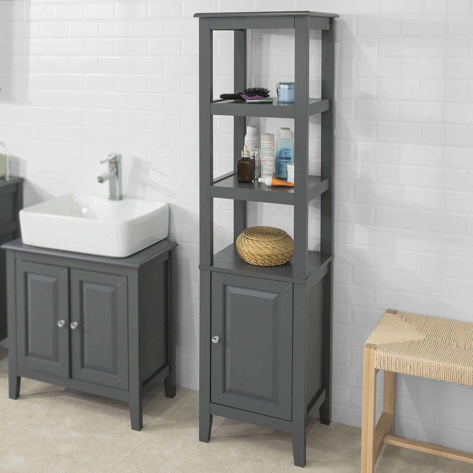 SoBuy Hochschrank FRG205 Badregal Badschrank Badmöbel günstig online kaufen