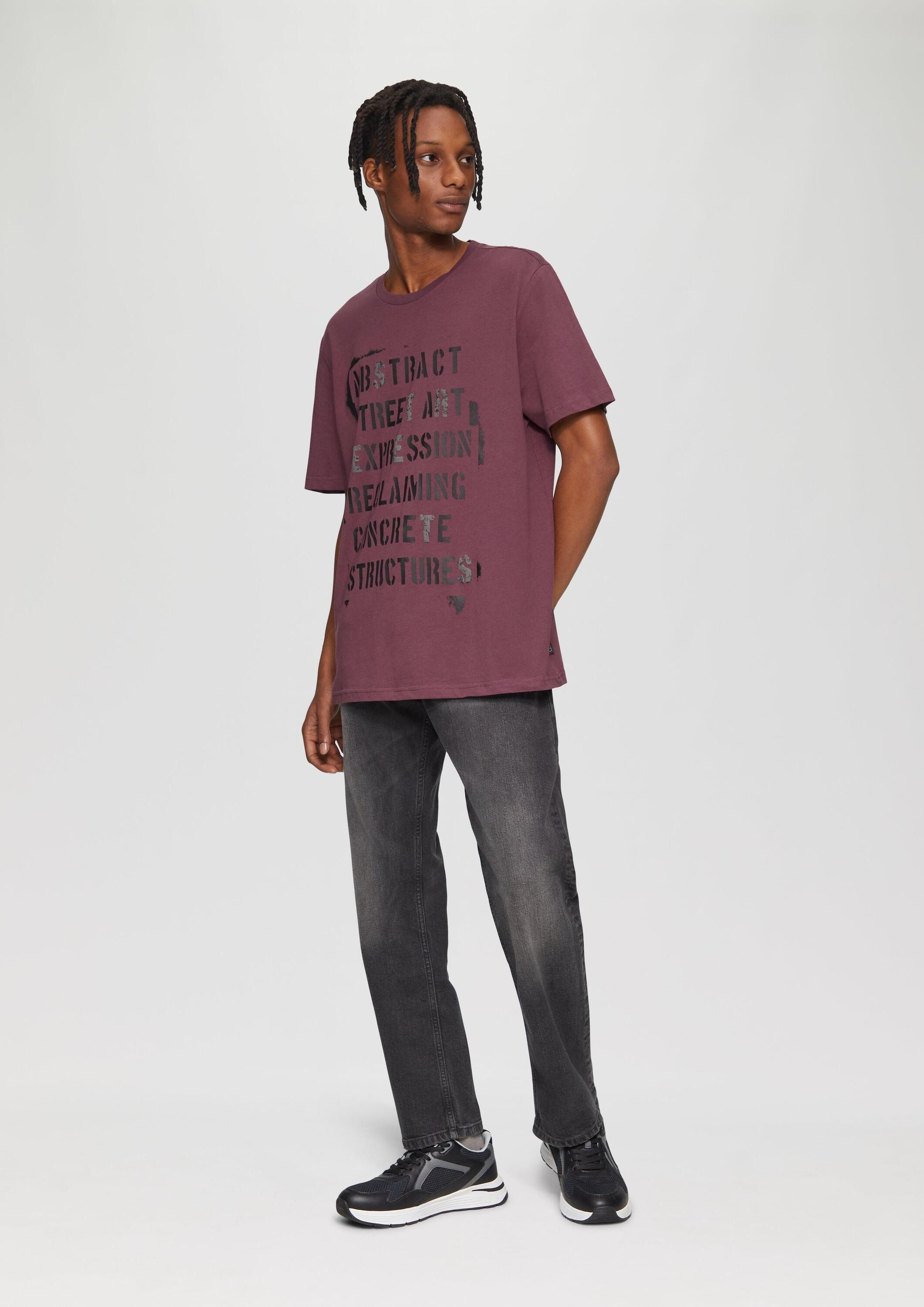 QS Kurzarmshirt T-Shirt T- Shirt mit Frontprint