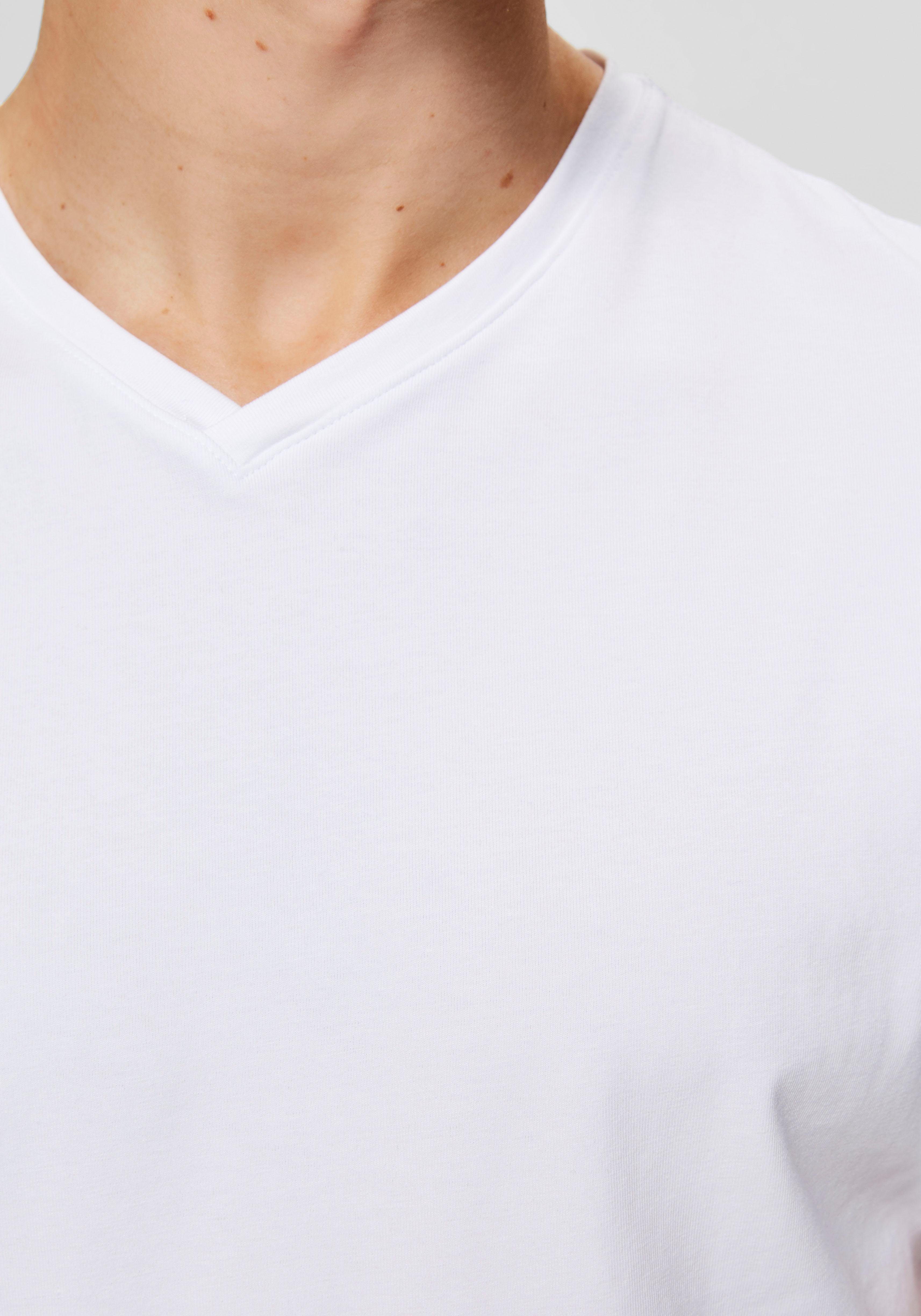 SELECTED White V-Shirt HOMME V-Shirt Basic